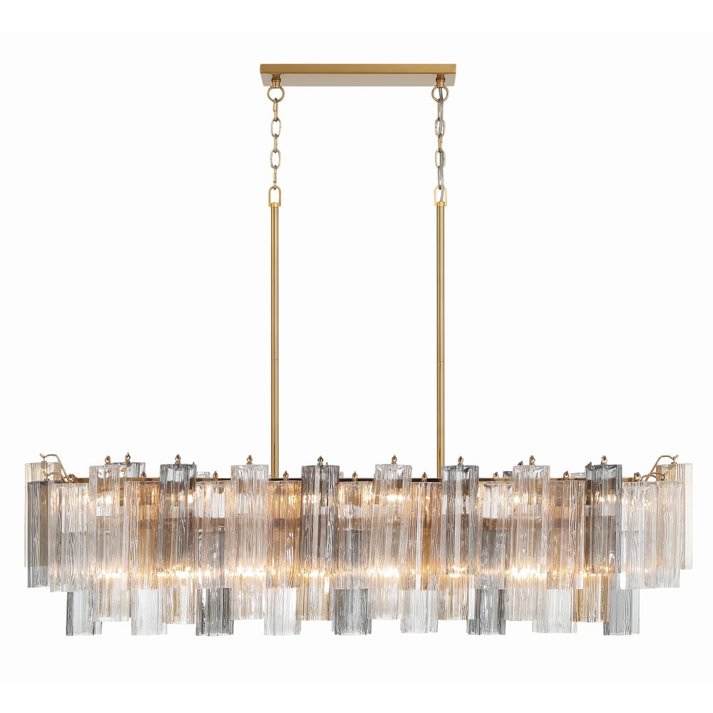 Aurora Linear Chandelier Glass Tube Tiered Amber - Letslighting