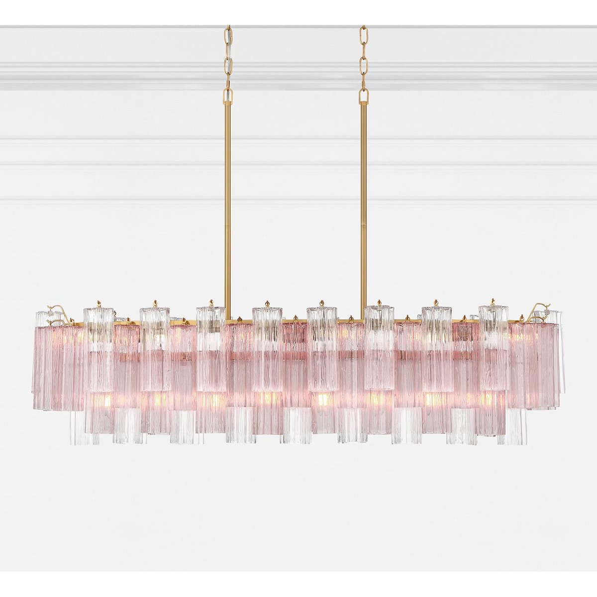 Aurora Linear Chandelier Glass Tube Tiered Amber - Letslighting