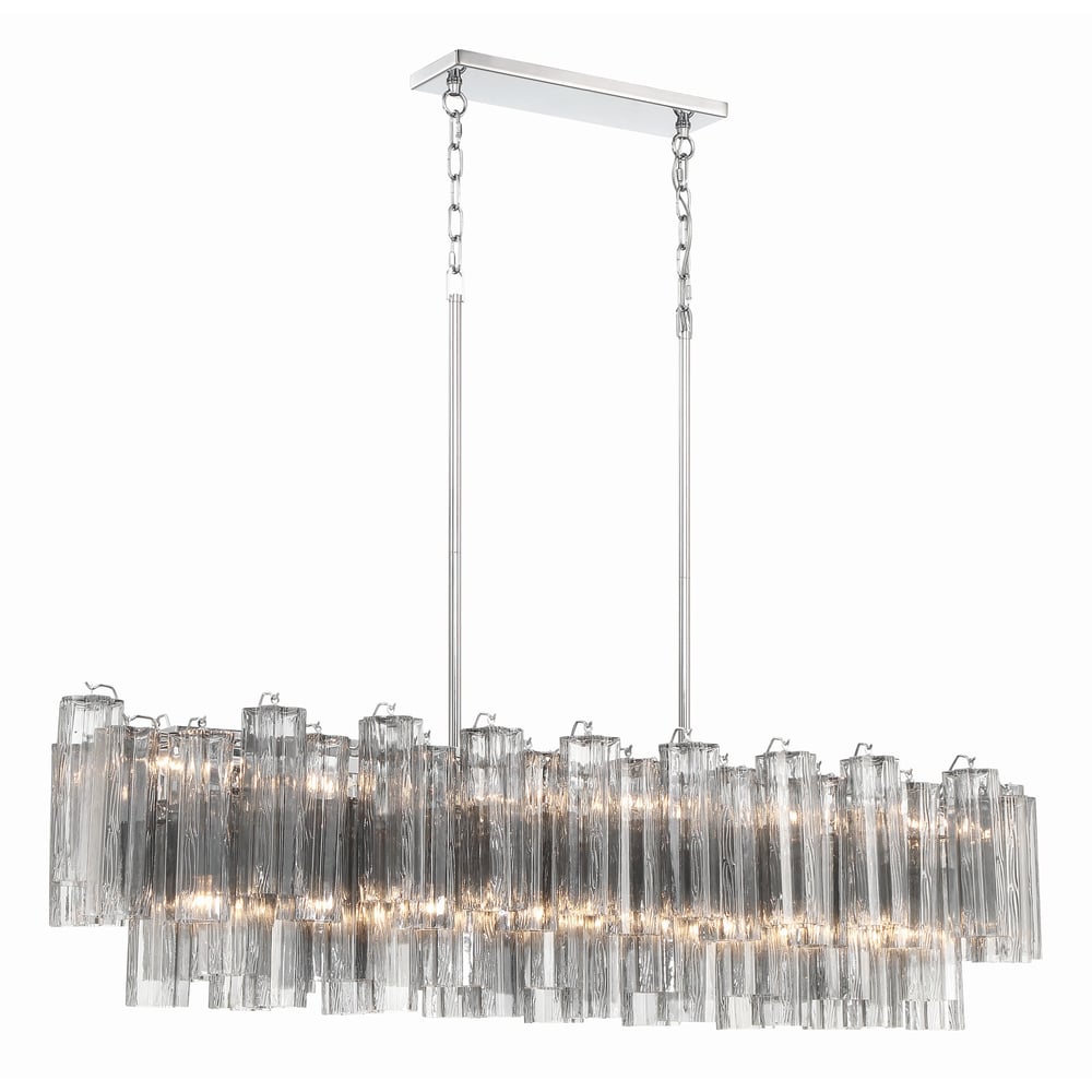 Aurora Linear Chandelier Glass Tube Tiered Amber - Letslighting
