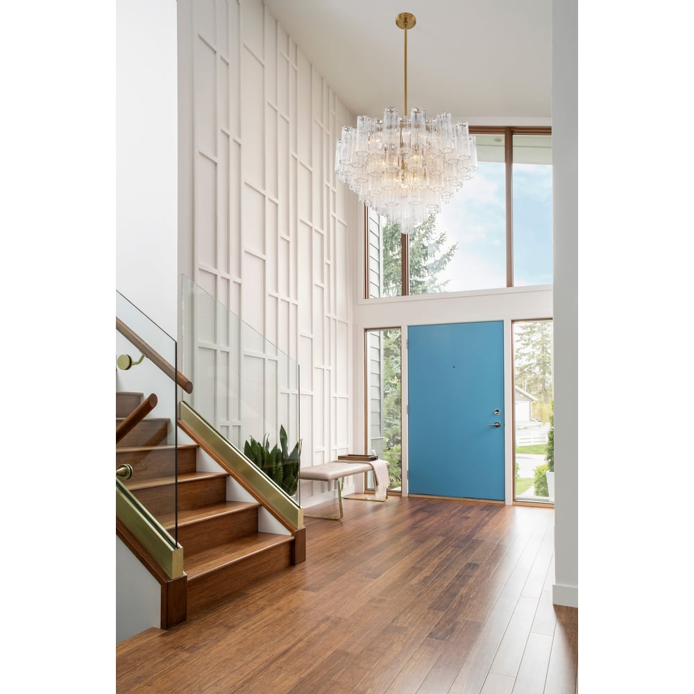 Aurora Murano Chandelier Glass Tube Layered Amber - Letslighting