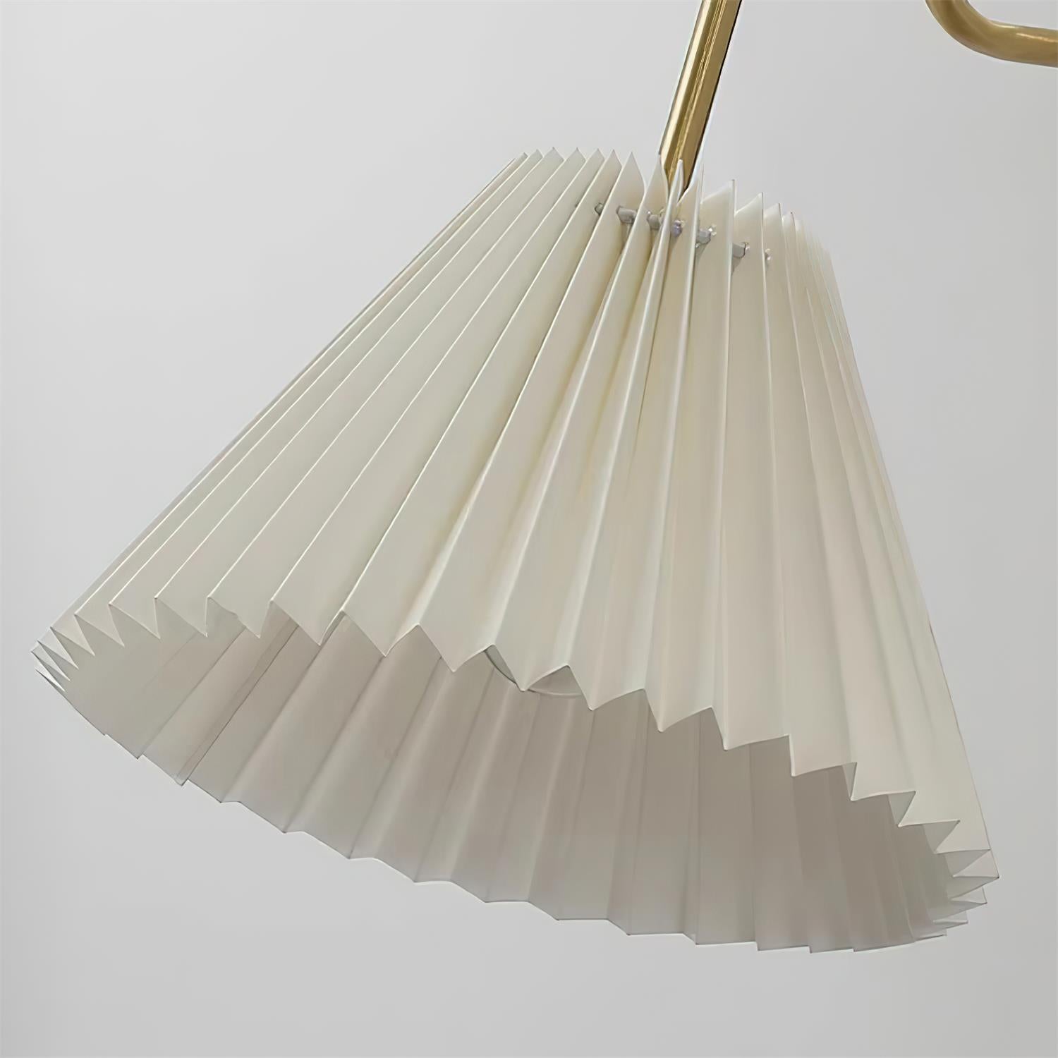 Vintage Brass & Walnut Wall Lamp with Pleated Fabric Shade - Letslighting