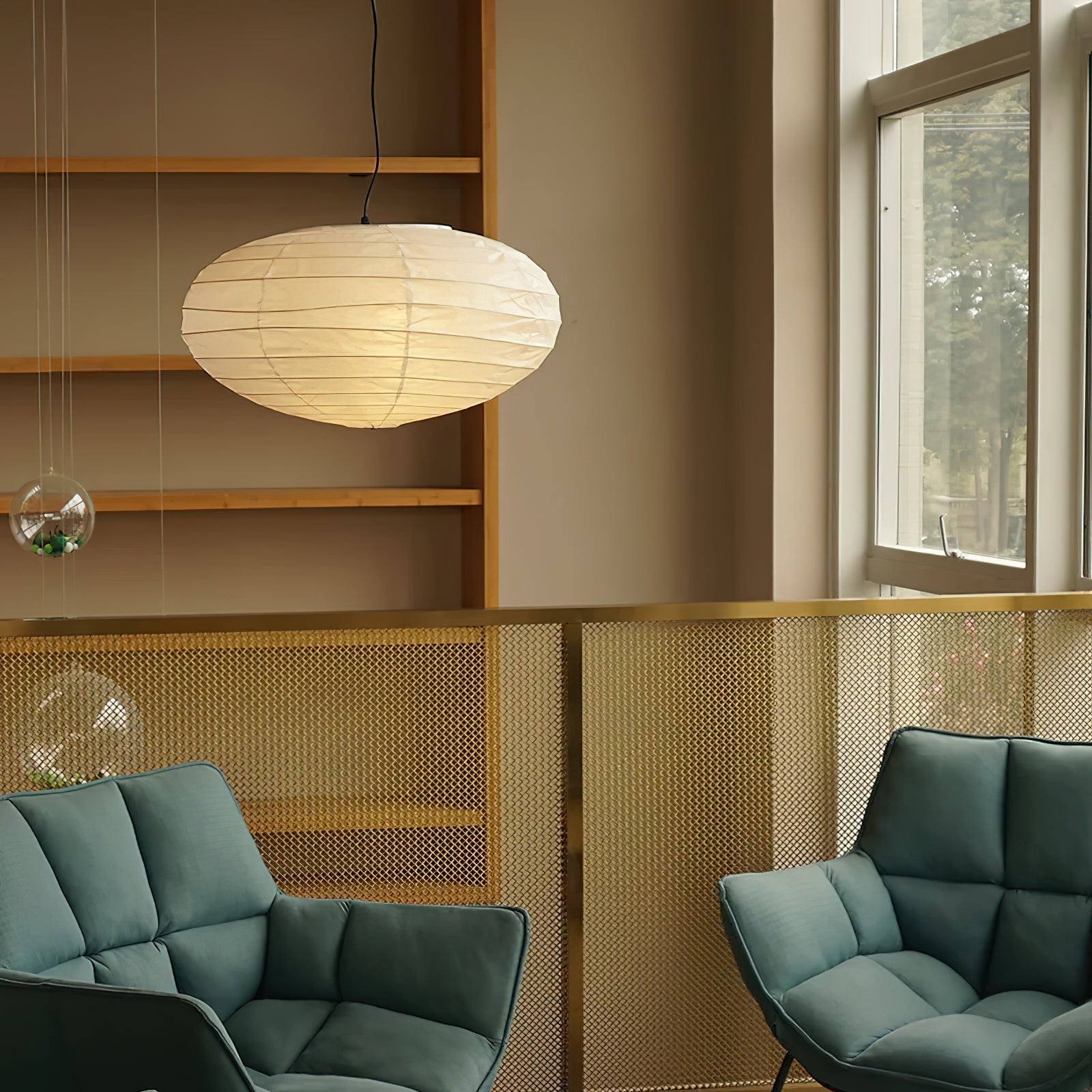 Akari 50EN Pendant Lamp Washi Paper Sphere - Letslighting