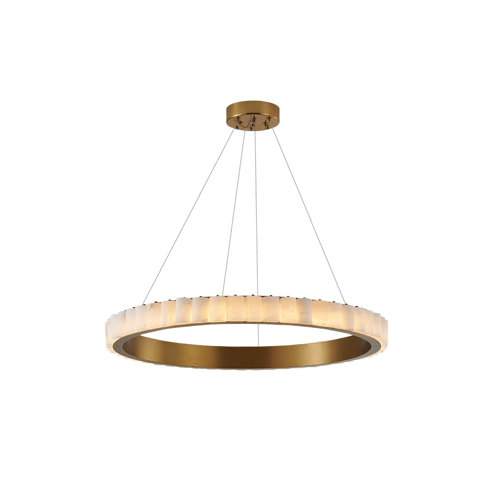 Orion Double Ring Alabaster Chandelier - Letslighting