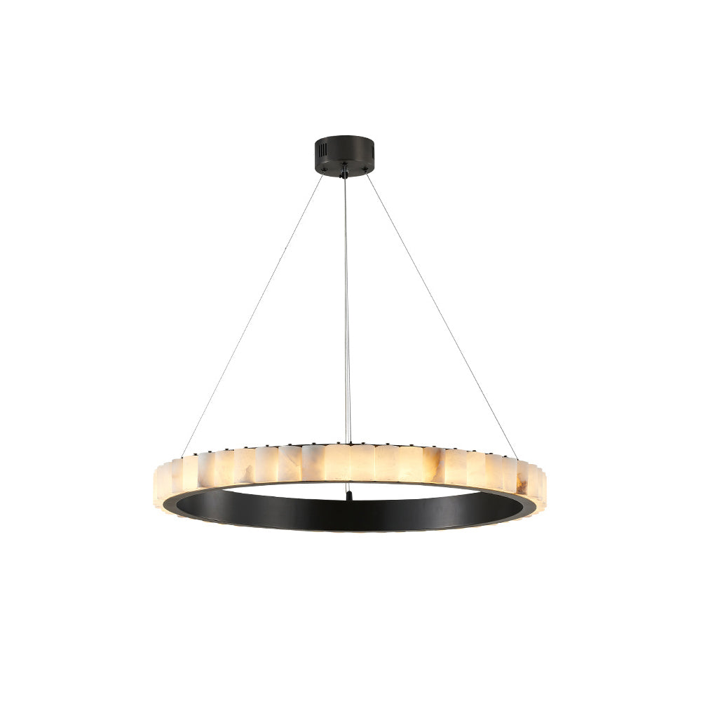 Orion Double Ring Alabaster Chandelier - Letslighting