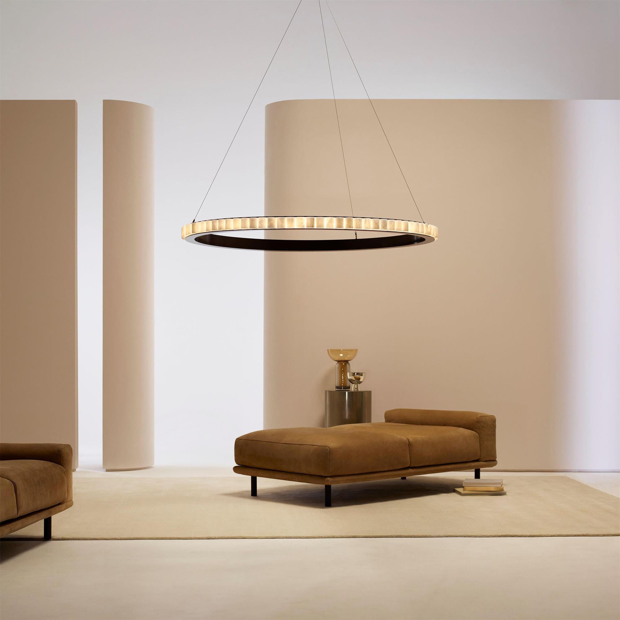 Orion Double Ring Alabaster Chandelier - Letslighting