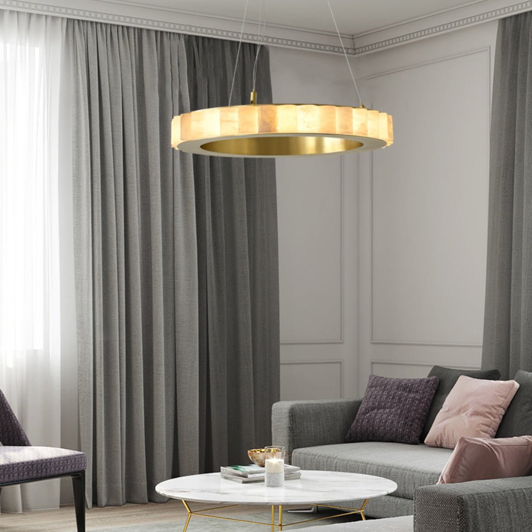 Orion Double Ring Alabaster Chandelier - Letslighting