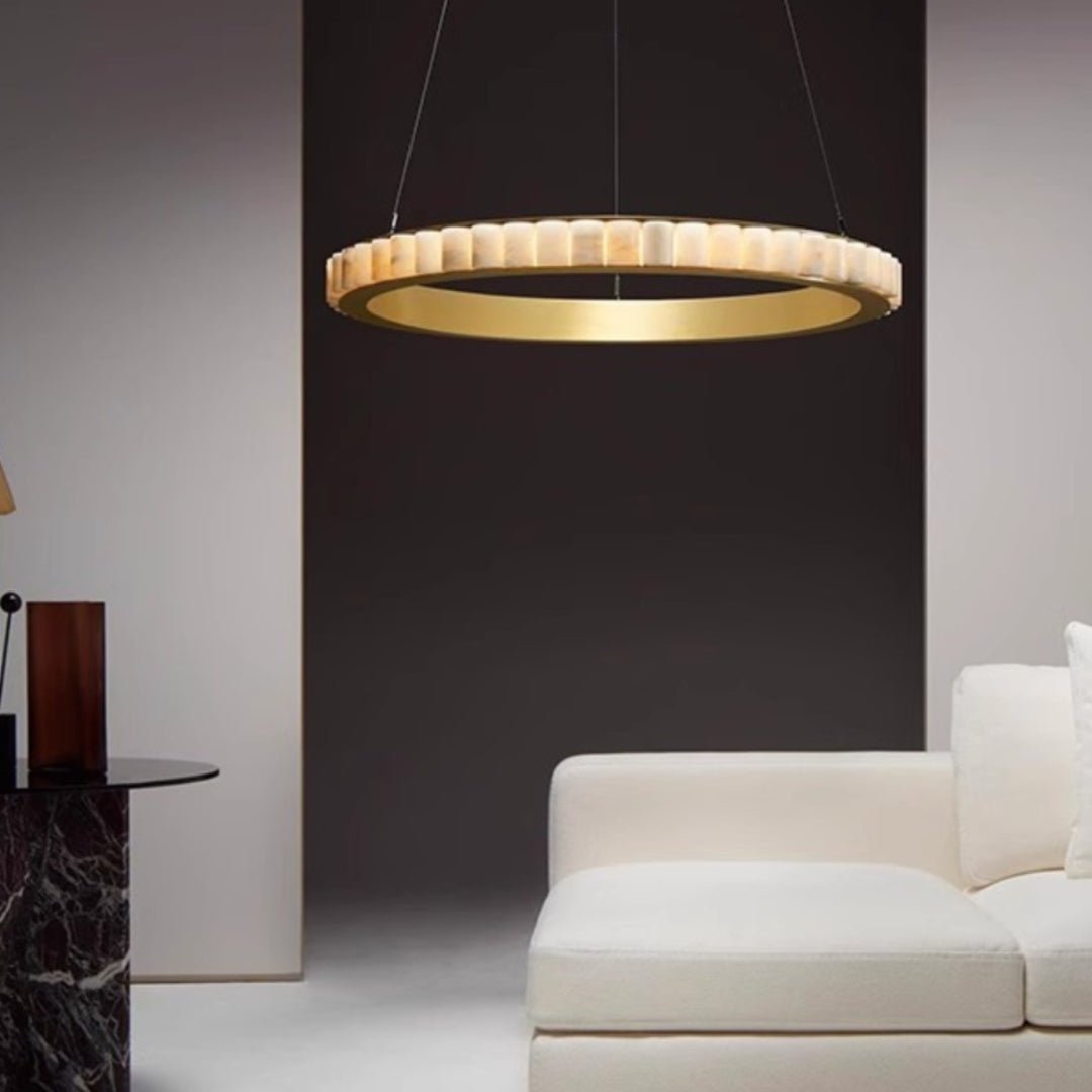 Orion Double Ring Alabaster Chandelier - Letslighting