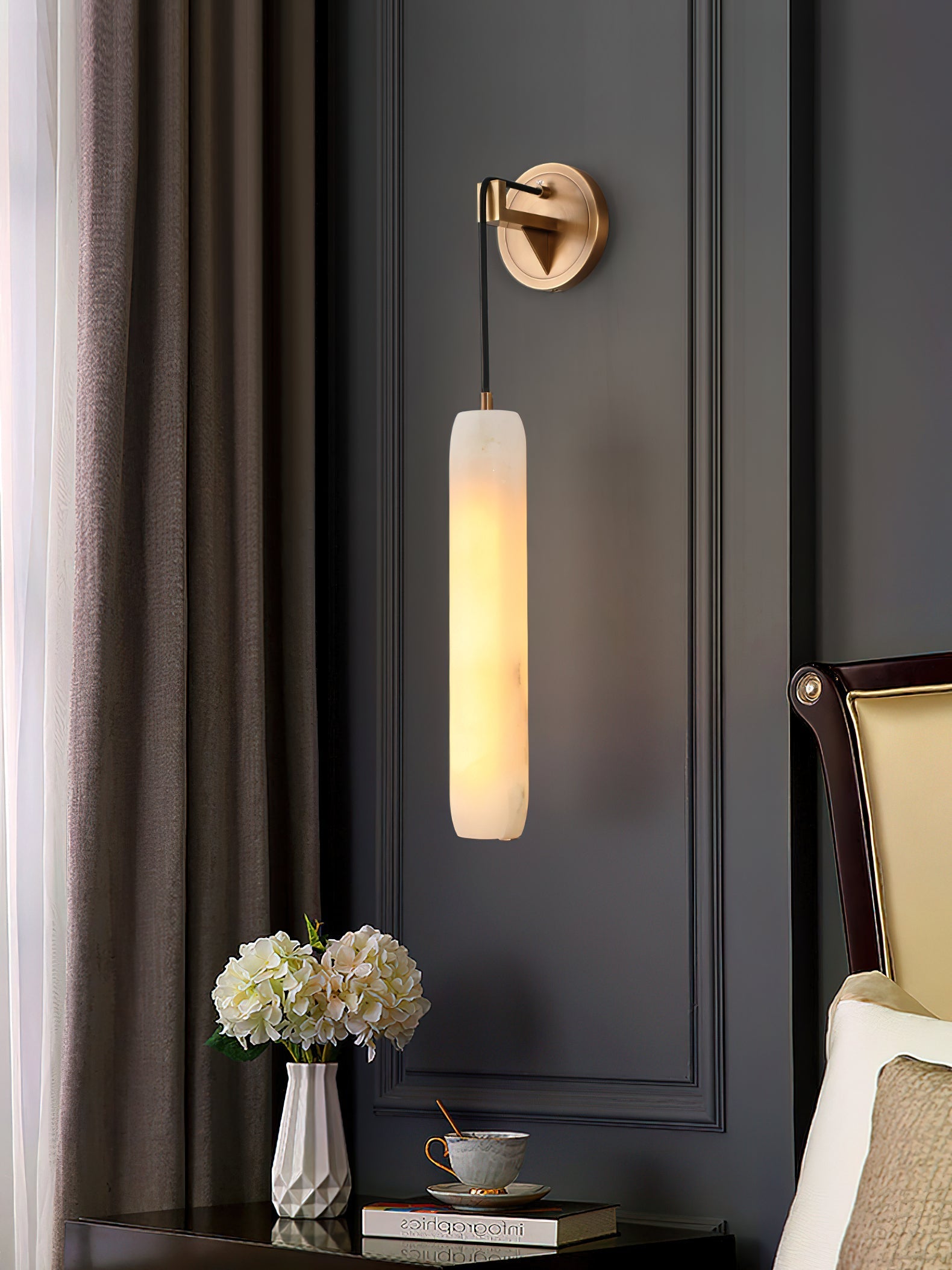 Alabaster Individual Creativity Flute Metal Wall Lamp - Lamp Copper