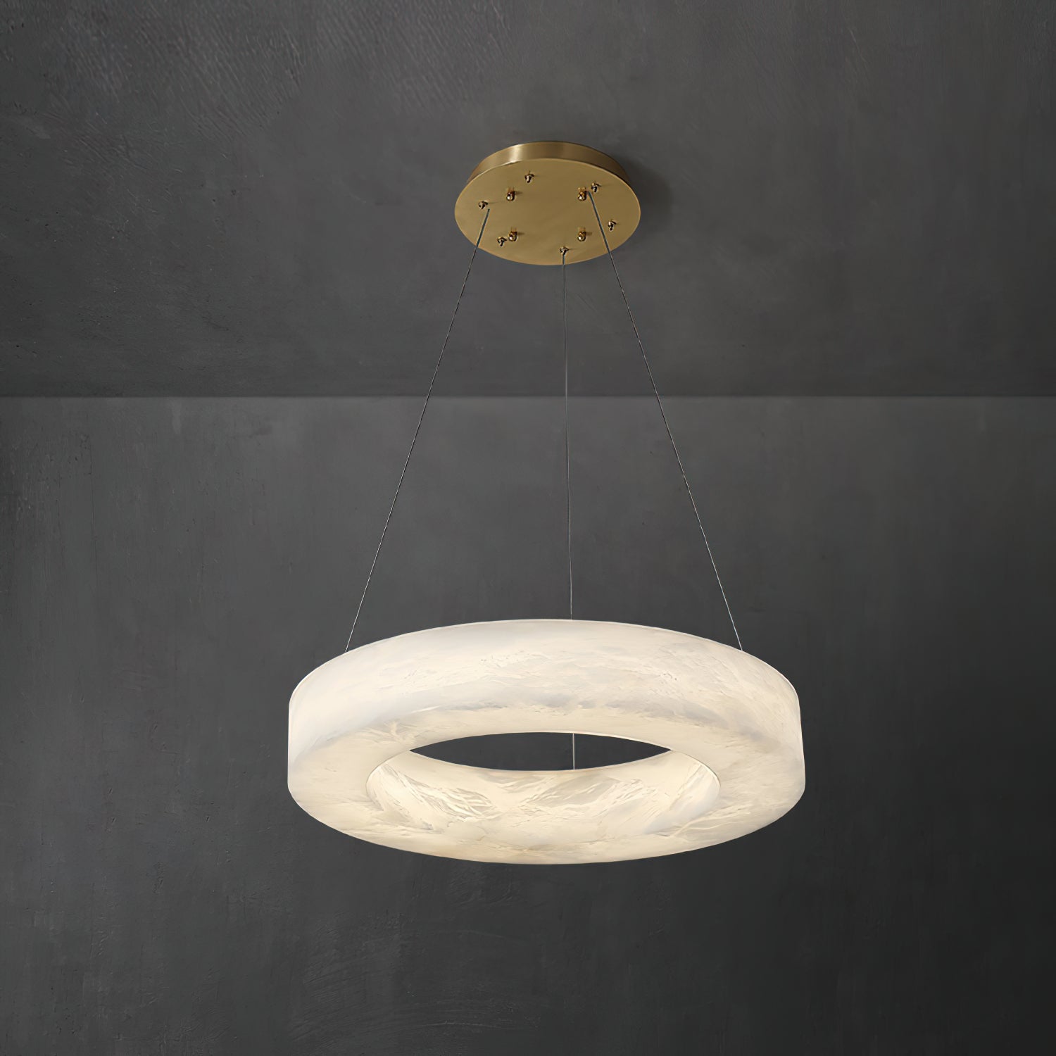 Plotuvyn Postmodern Luxury Ring Alabaster Chandelier - Lamp Copper