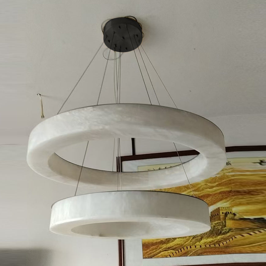 Plotuvyn Postmodern Luxury Ring Alabaster Chandelier - Lamp Copper