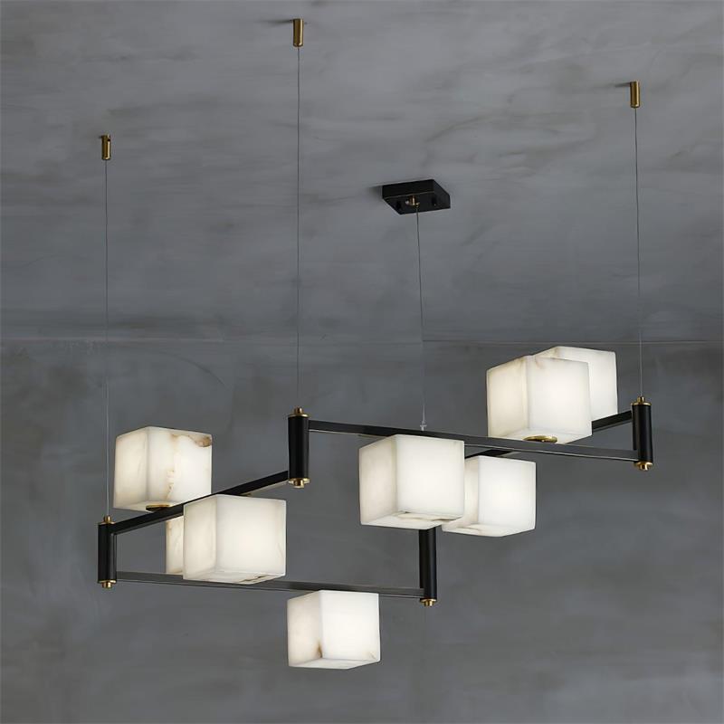 Ostruvye Individual Creativity Box Alabaster Chandelier - Lamp Copper