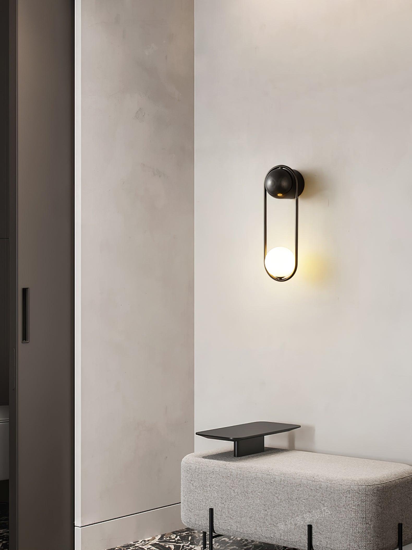 Wall Lamp with Brass Loop Frame and Glass Globe for Art - Letslighting