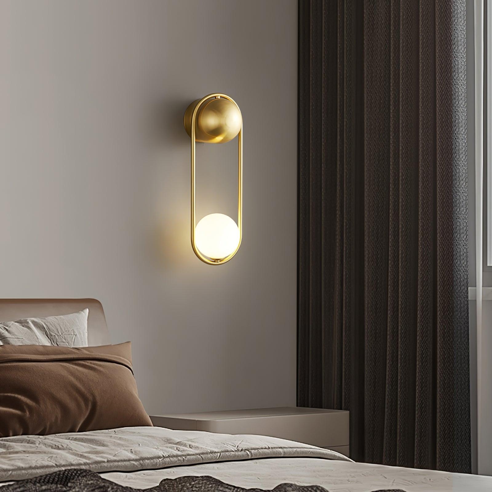 Wall Lamp with Brass Loop Frame and Glass Globe for Art - Letslighting