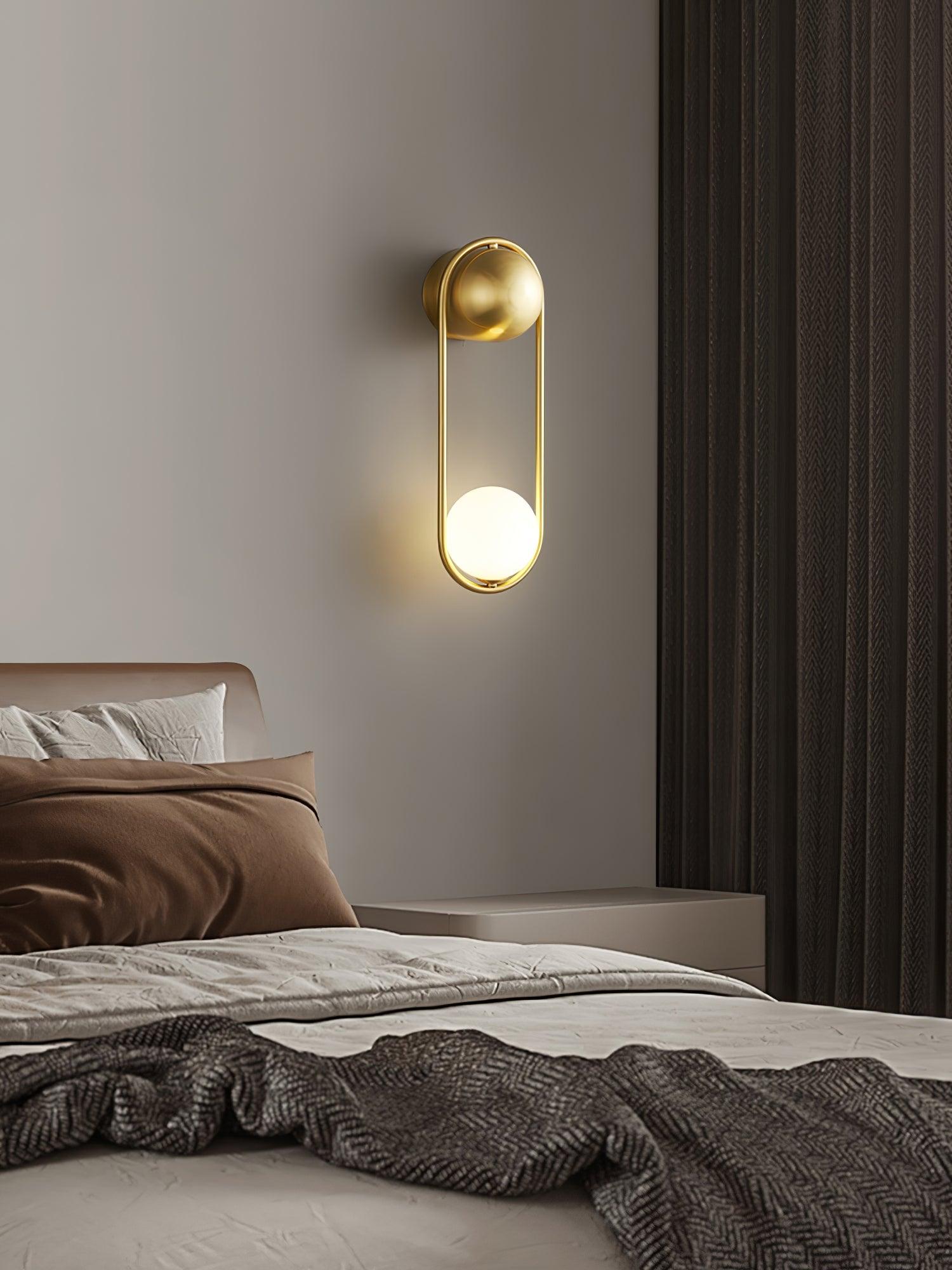 Wall Lamp with Brass Loop Frame and Glass Globe for Art - Letslighting