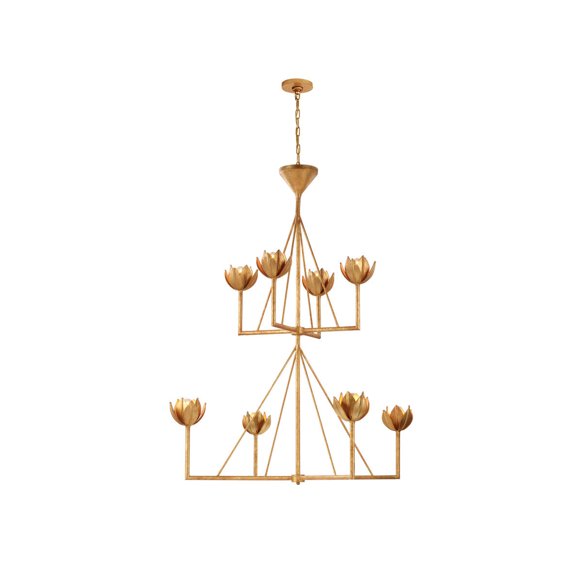 Alberto Modern Minimalist Floral Brass Chandelier - Lamp Copper