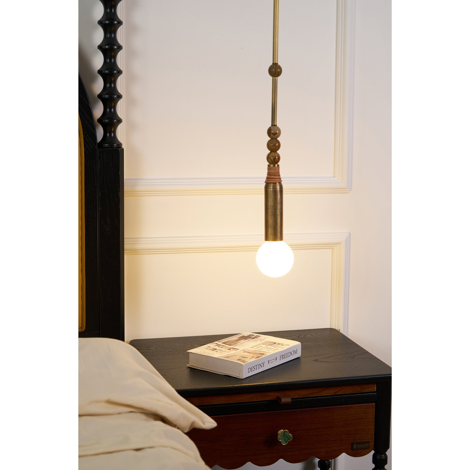 Alvuvyn Modern Minimalist Marble Pendant Light - Lamp Copper