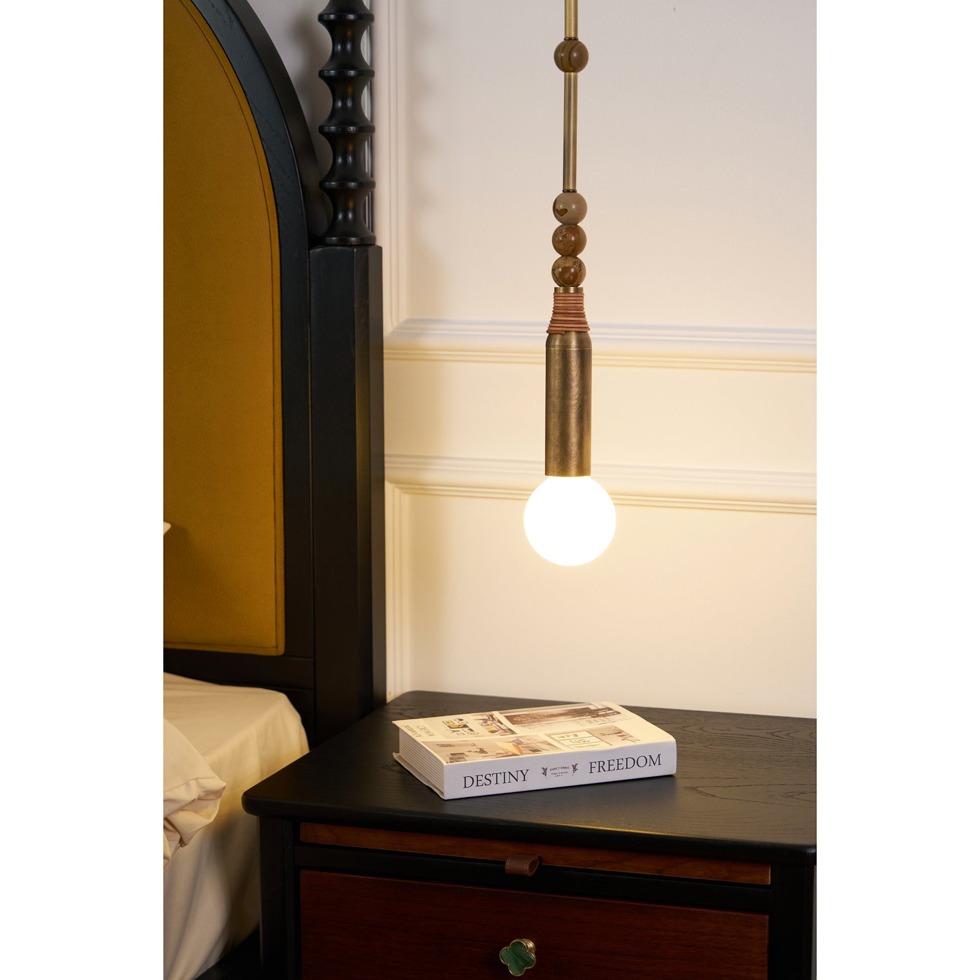 Alvuvyn Modern Minimalist Marble Pendant Light - Lamp Copper