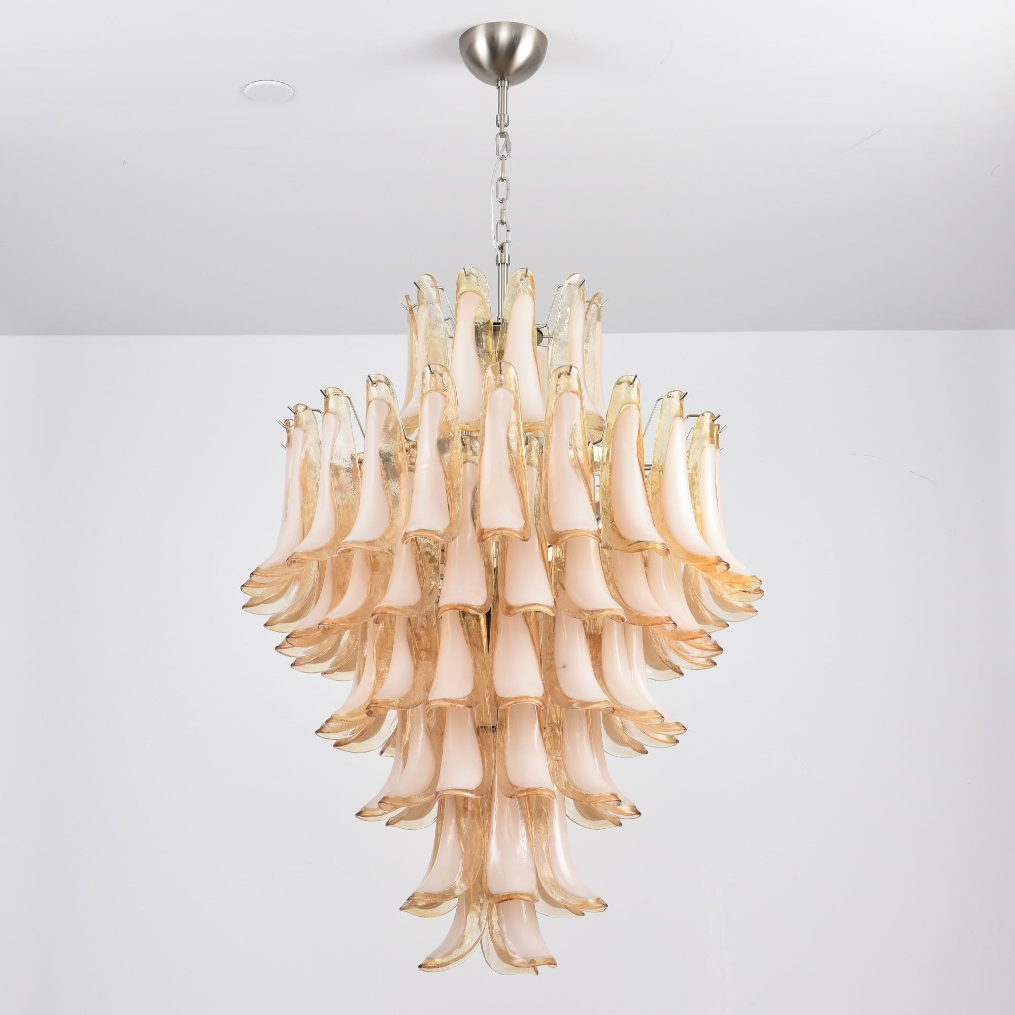Aurora Chandelier Amber Murano Glass Petal Layered Luxury - Letslighting