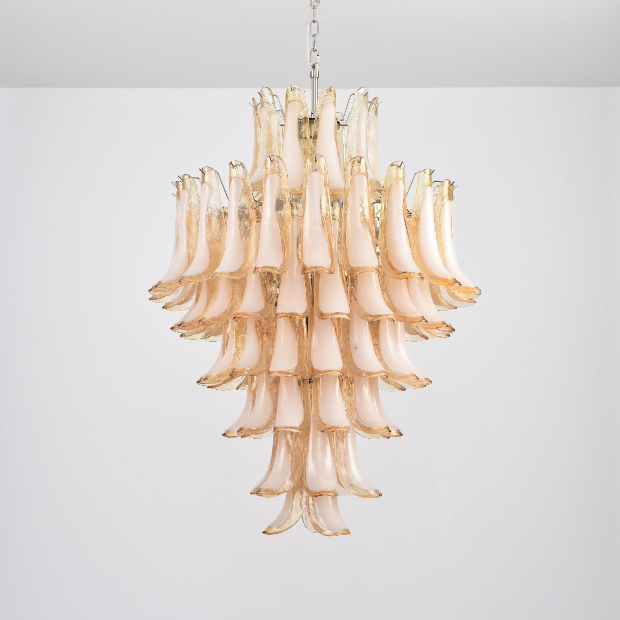 Aurora Chandelier Amber Murano Glass Petal Layered Luxury - Letslighting