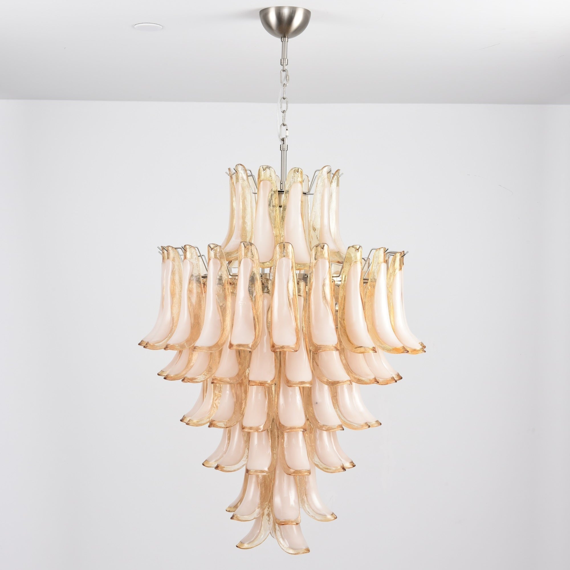 Aurora Chandelier Amber Murano Glass Petal Layered Luxury - Letslighting