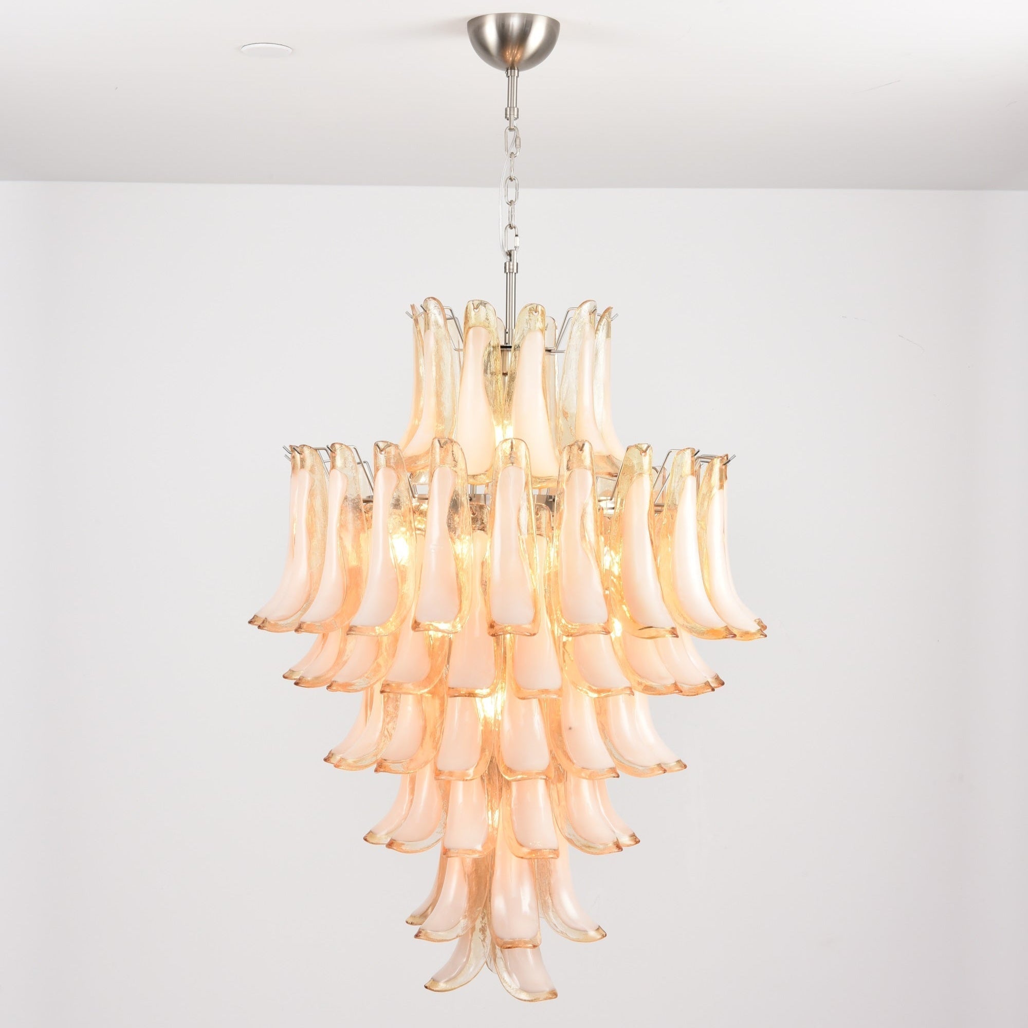 Aurora Chandelier Amber Murano Glass Petal Layered Luxury - Letslighting