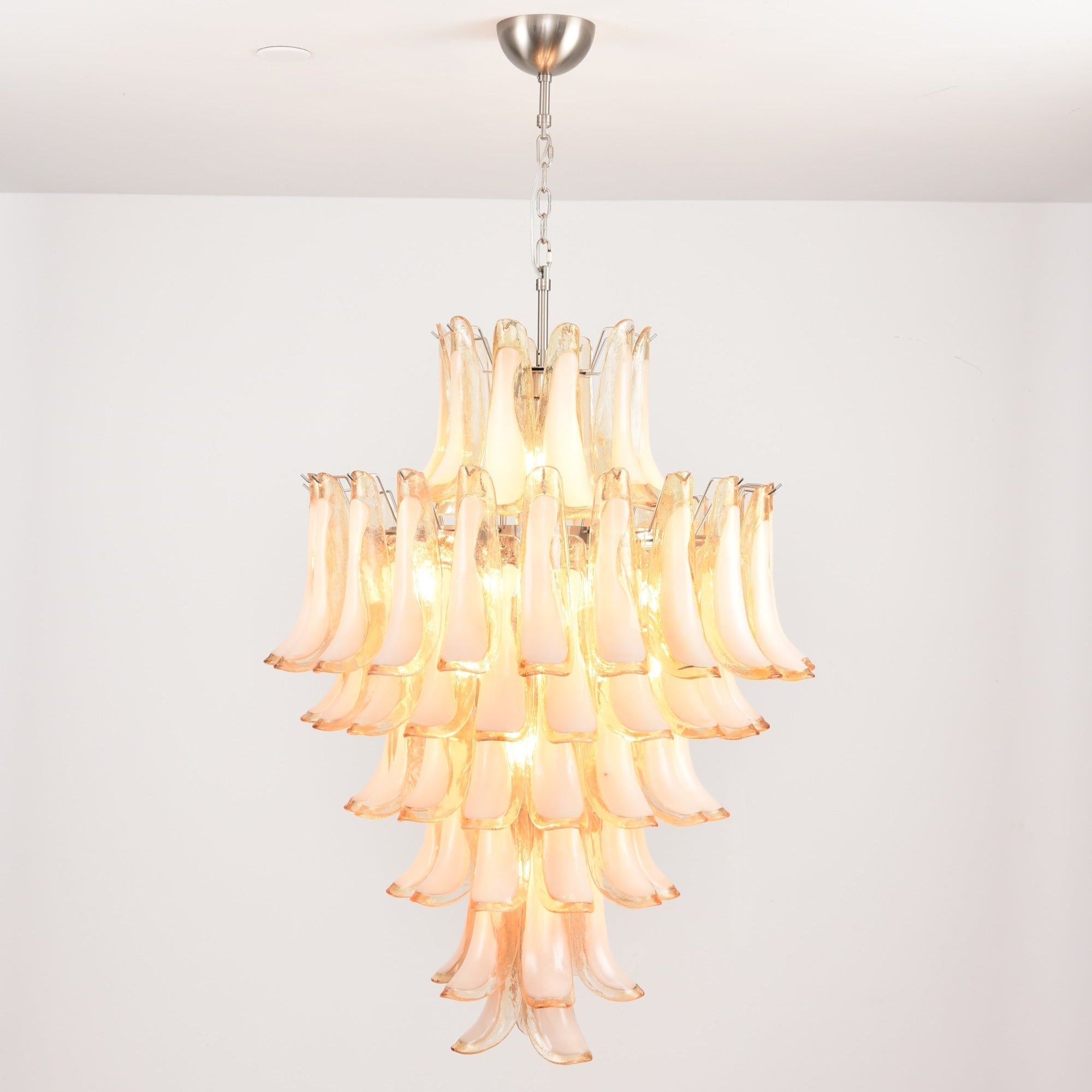 Aurora Chandelier Amber Murano Glass Petal Layered Luxury - Letslighting