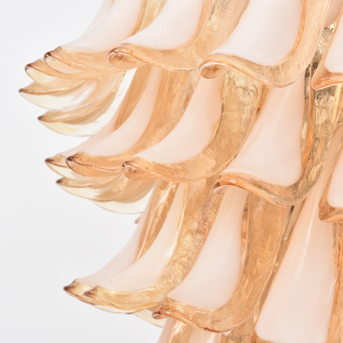 Aurora Chandelier Amber Murano Glass Petal Layered Luxury - Letslighting