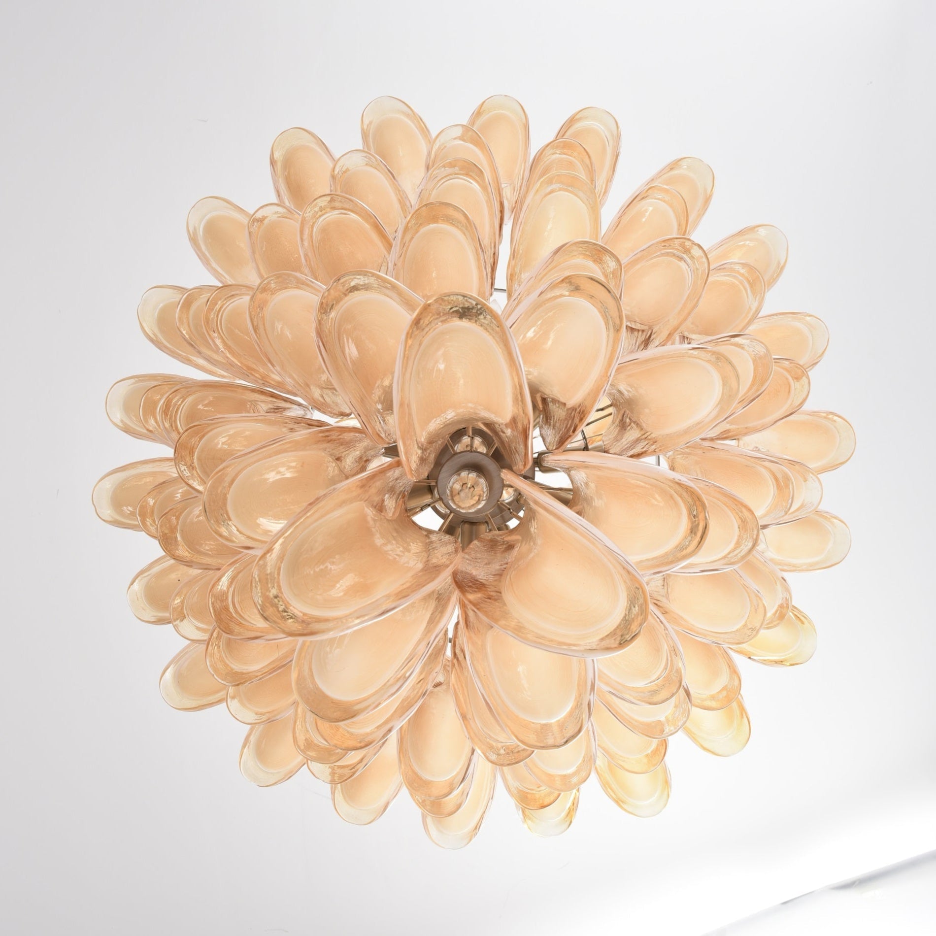 Aurora Chandelier Amber Murano Glass Petal Layered Luxury - Letslighting