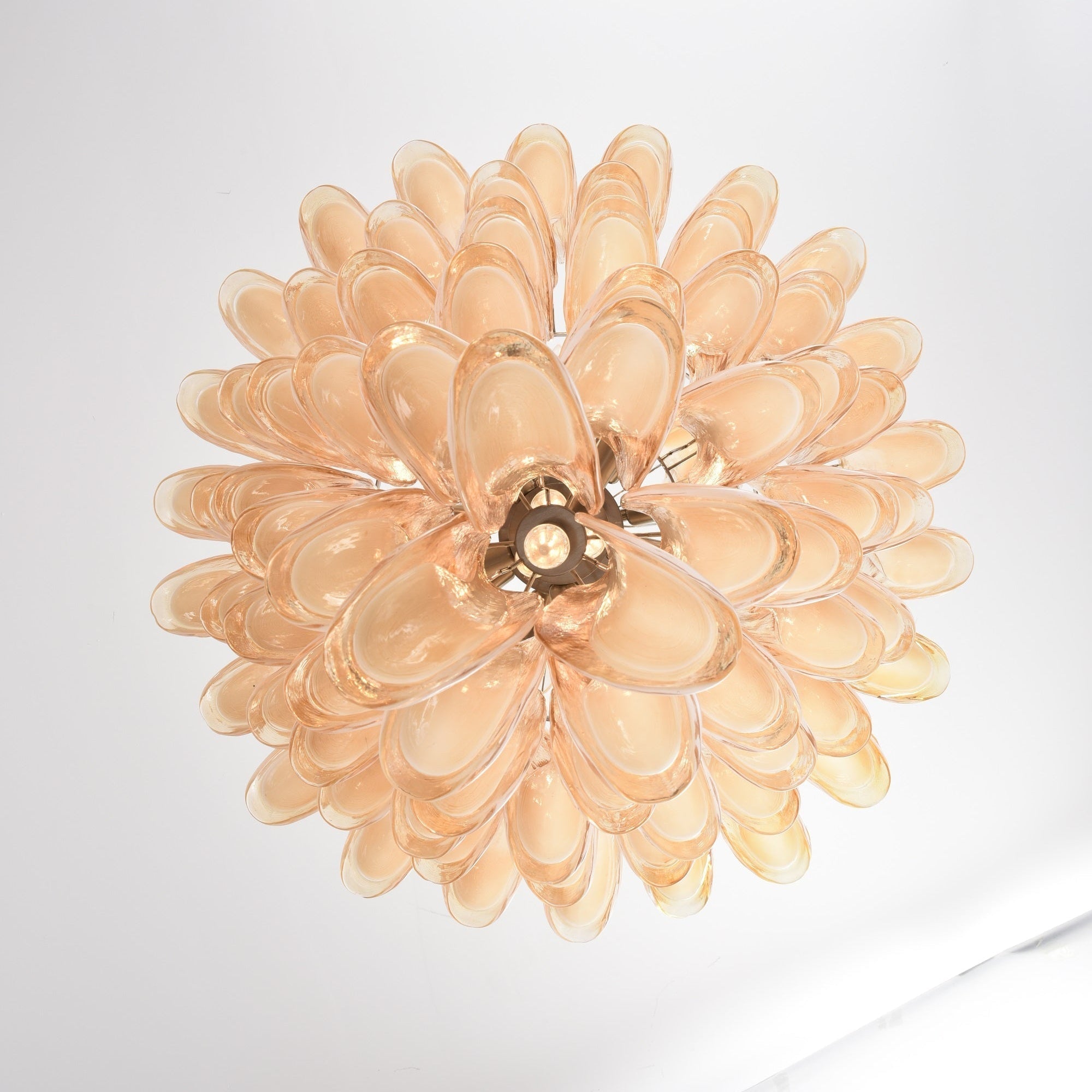 Aurora Chandelier Amber Murano Glass Petal Layered Luxury - Letslighting