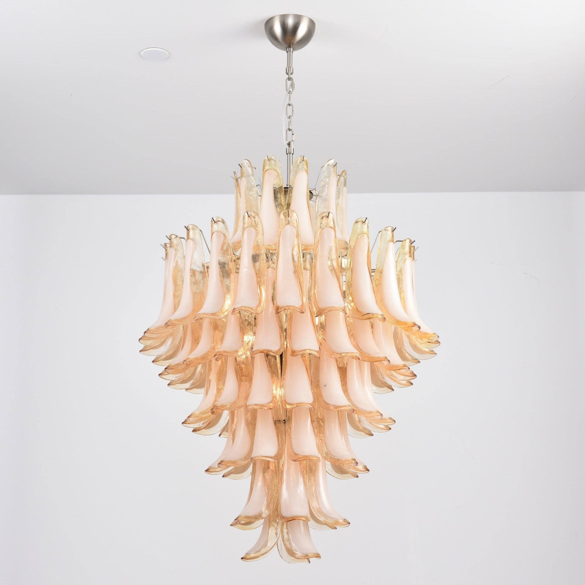 Aurora Chandelier Amber Murano Glass Petal Layered Luxury - Letslighting