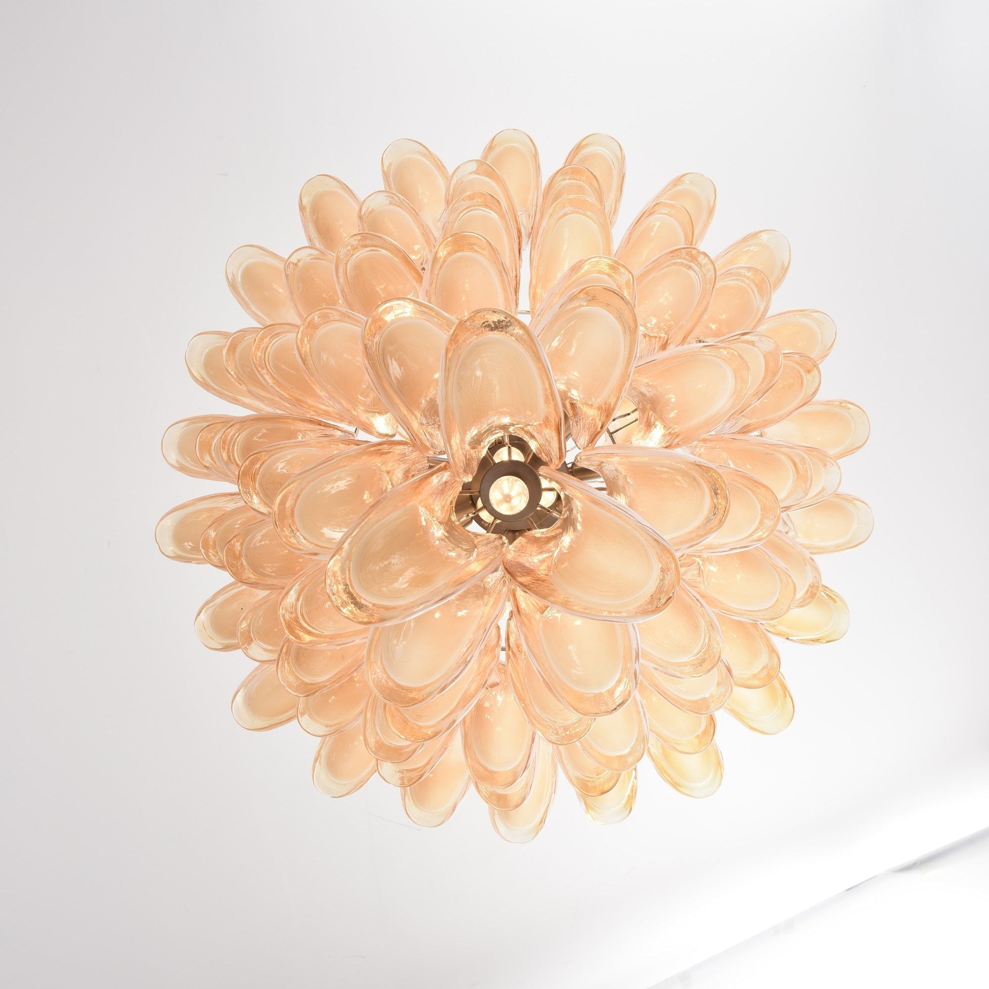 Aurora Chandelier Amber Murano Glass Petal Layered Luxury - Letslighting