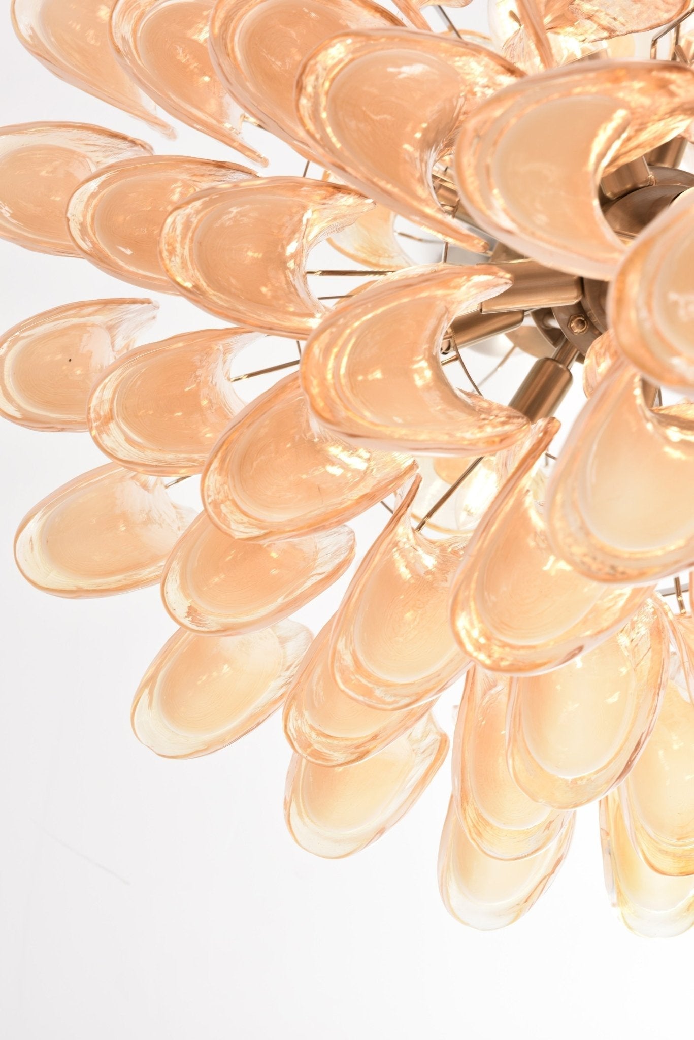 Aurora Chandelier Amber Murano Glass Petal Layered Luxury - Letslighting