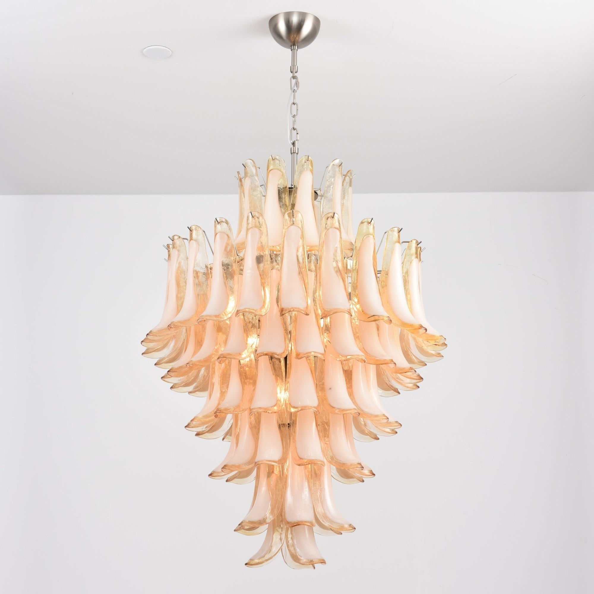 Aurora Chandelier Amber Murano Glass Petal Layered Luxury - Letslighting
