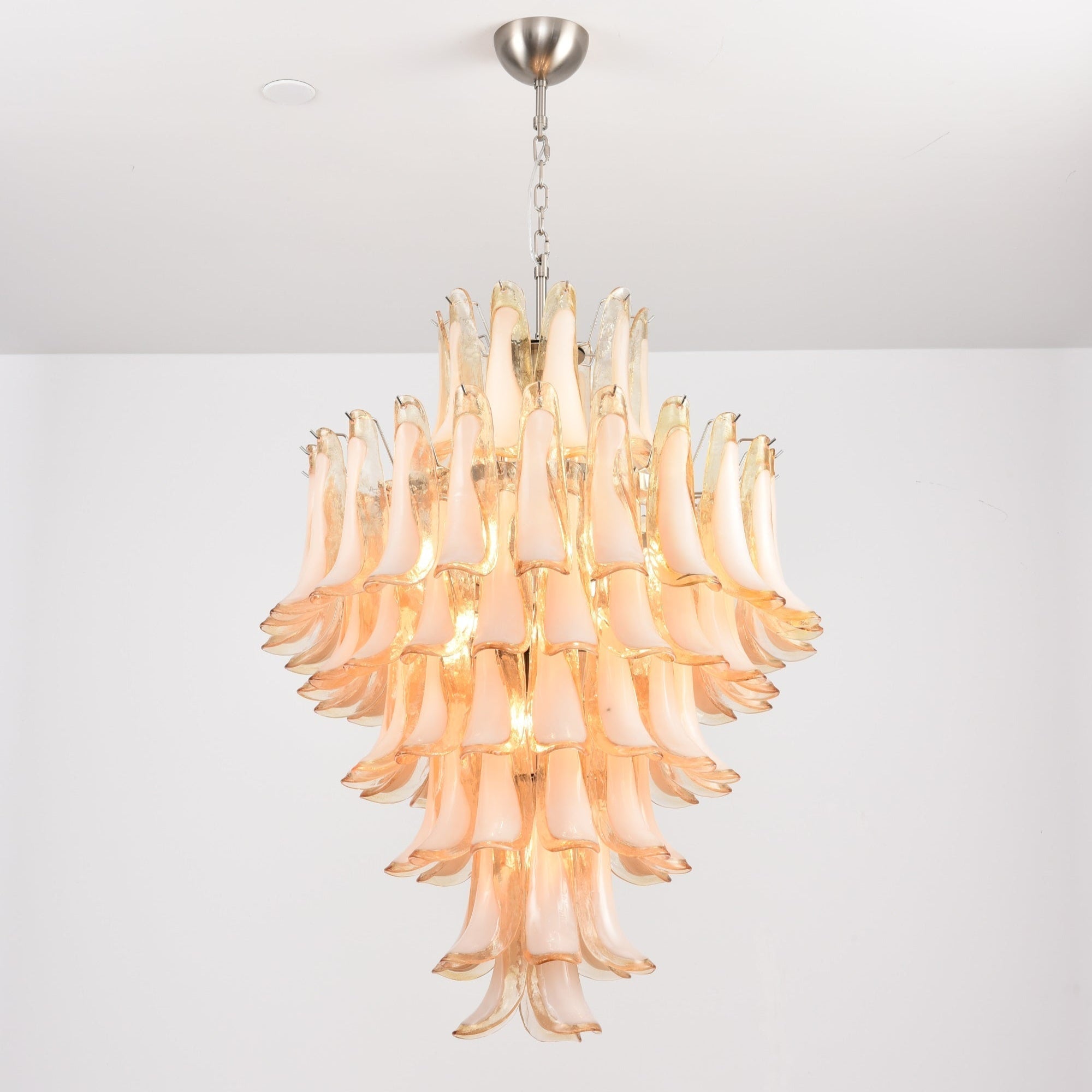 Aurora Chandelier Amber Murano Glass Petal Layered Luxury - Letslighting