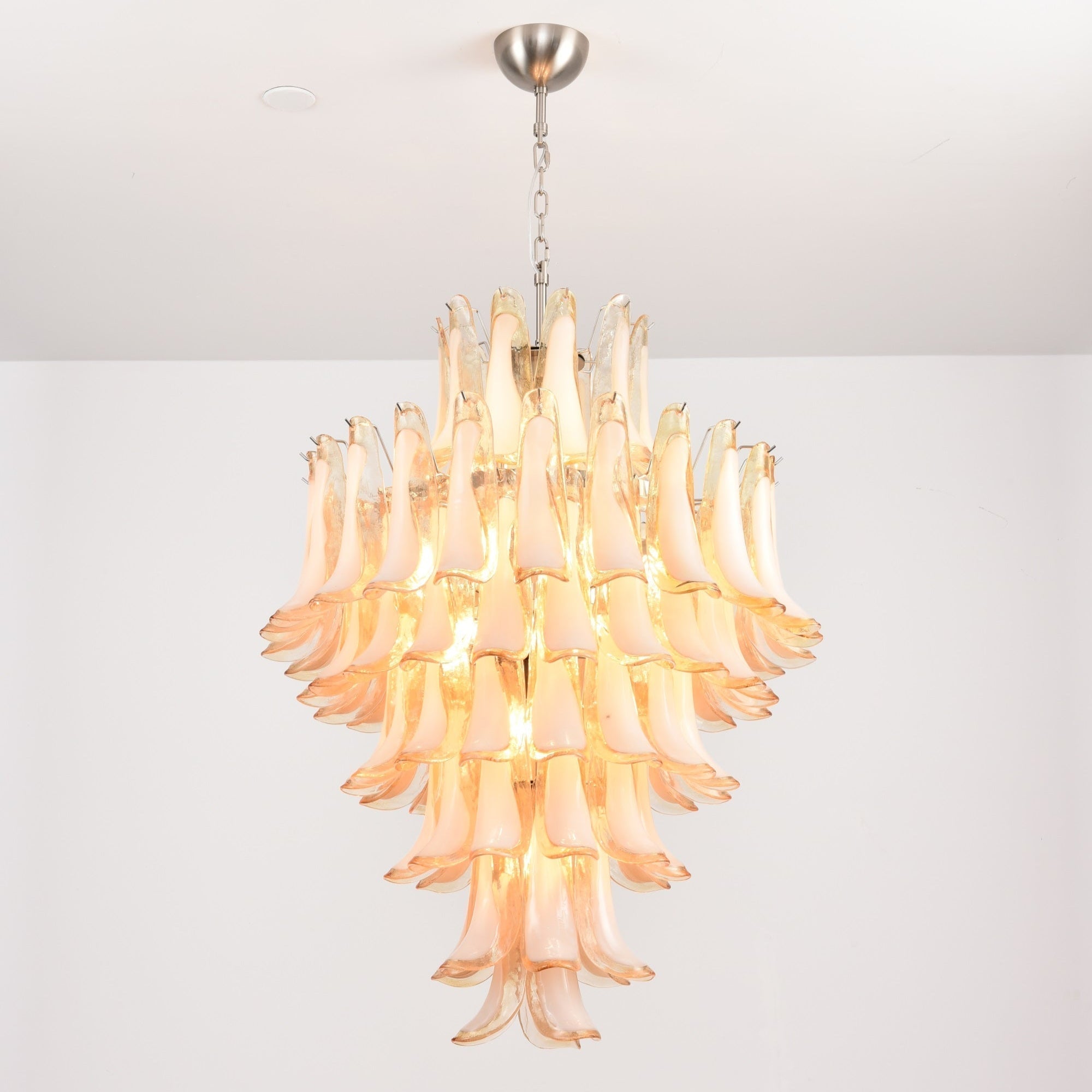 Aurora Chandelier Amber Murano Glass Petal Layered Luxury - Letslighting