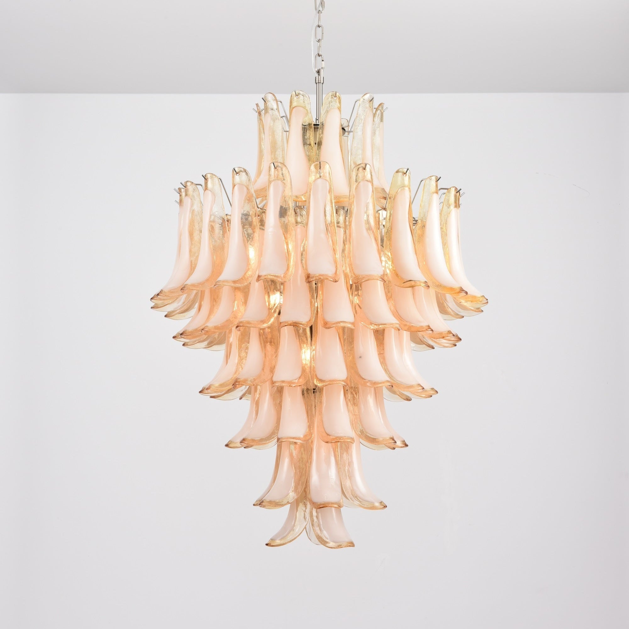 Aurora Chandelier Amber Murano Glass Petal Layered Luxury - Letslighting