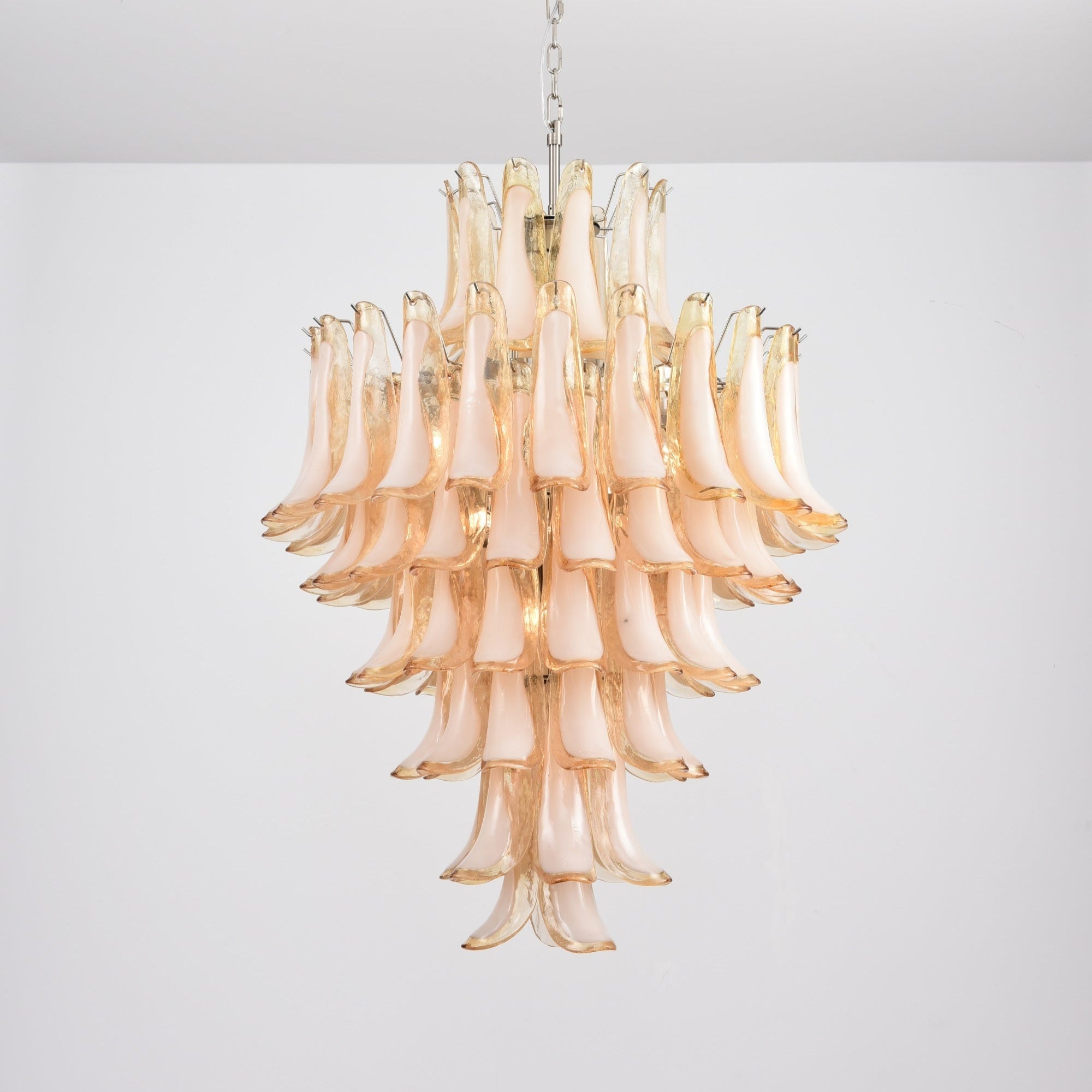 Aurora Chandelier Amber Murano Glass Petal Layered Luxury - Letslighting