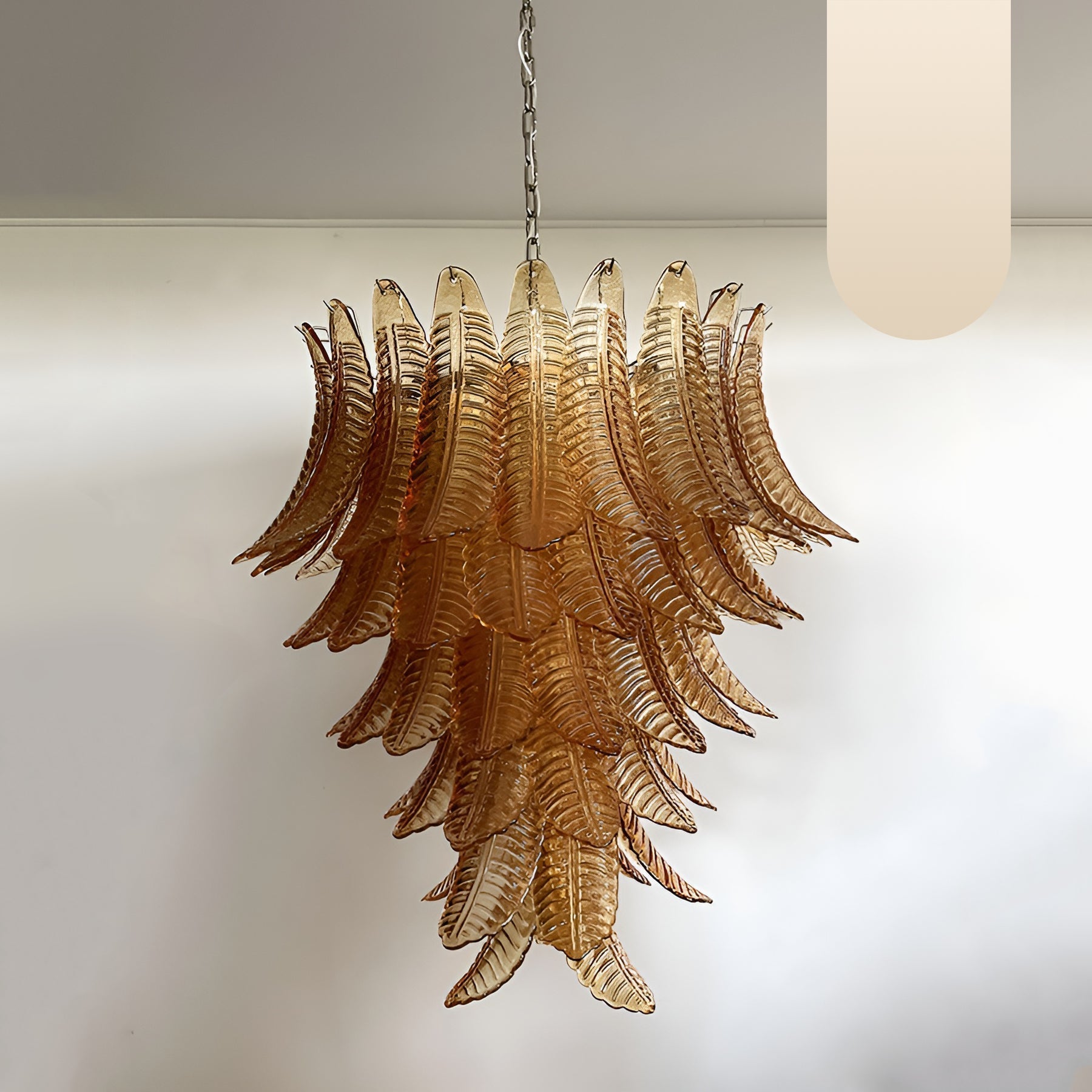 Aurora Chandelier Amber Murano Glass Leaves Layered - Letslighting