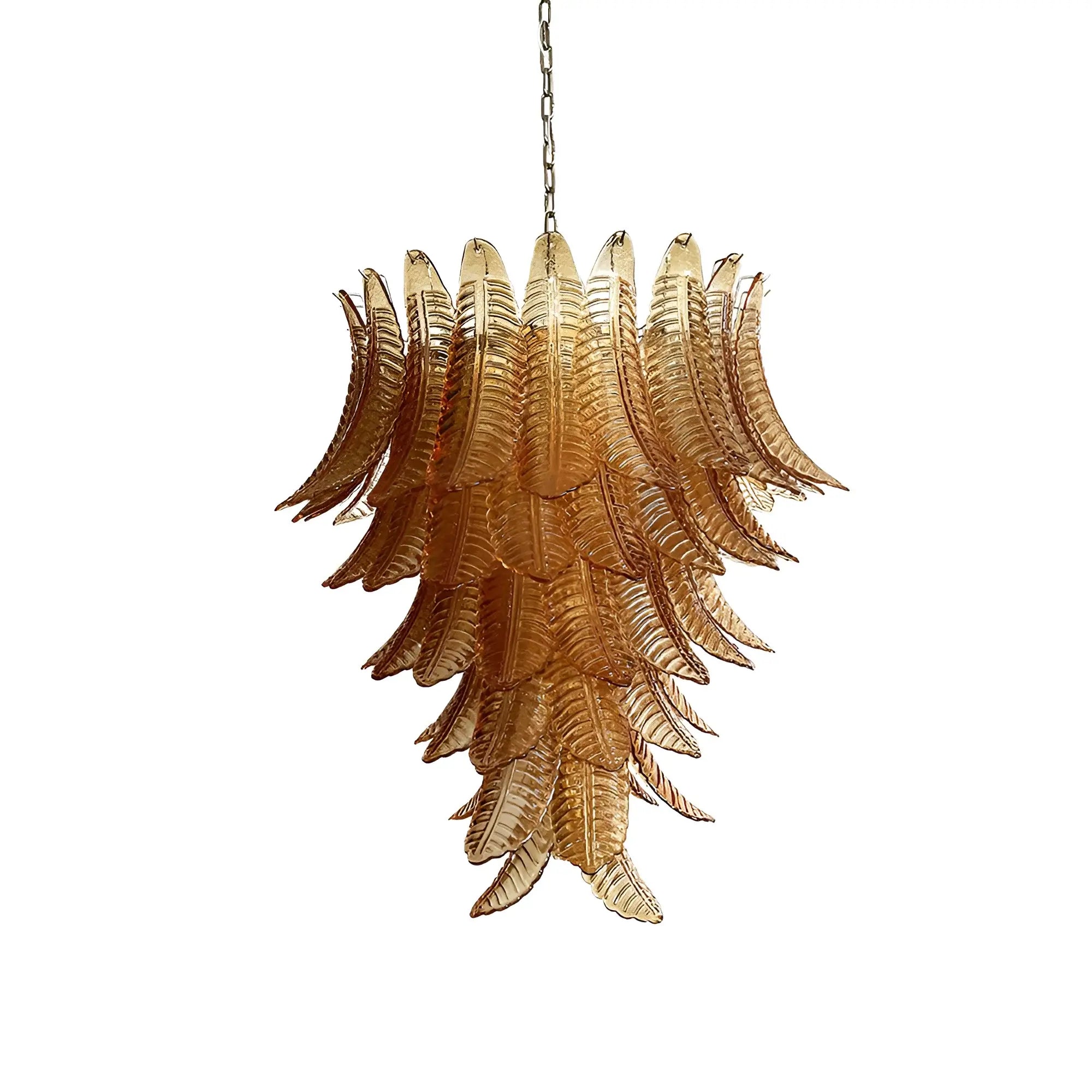 Aurora Chandelier Amber Murano Glass Leaves Layered - Letslighting