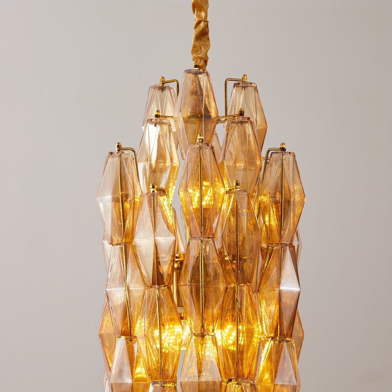 Aurora Chandelier Amber Prism Long Cascading Glass Vintage - Letslighting