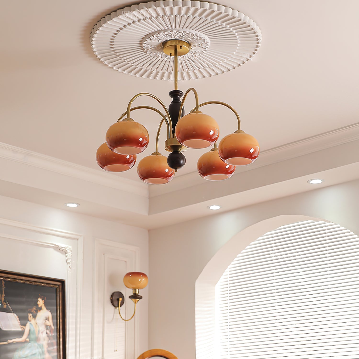 Aurora Chandelier Amberly Arch Curved Arms - Blowlighting
