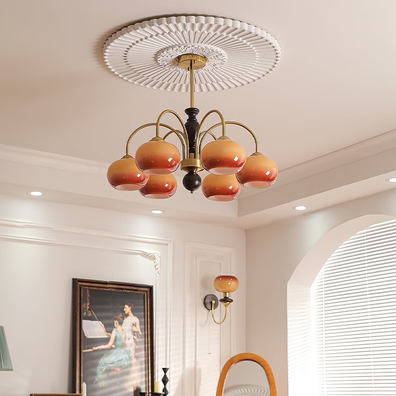 Aurora Chandelier Amberly Arch Curved Arms - Blowlighting