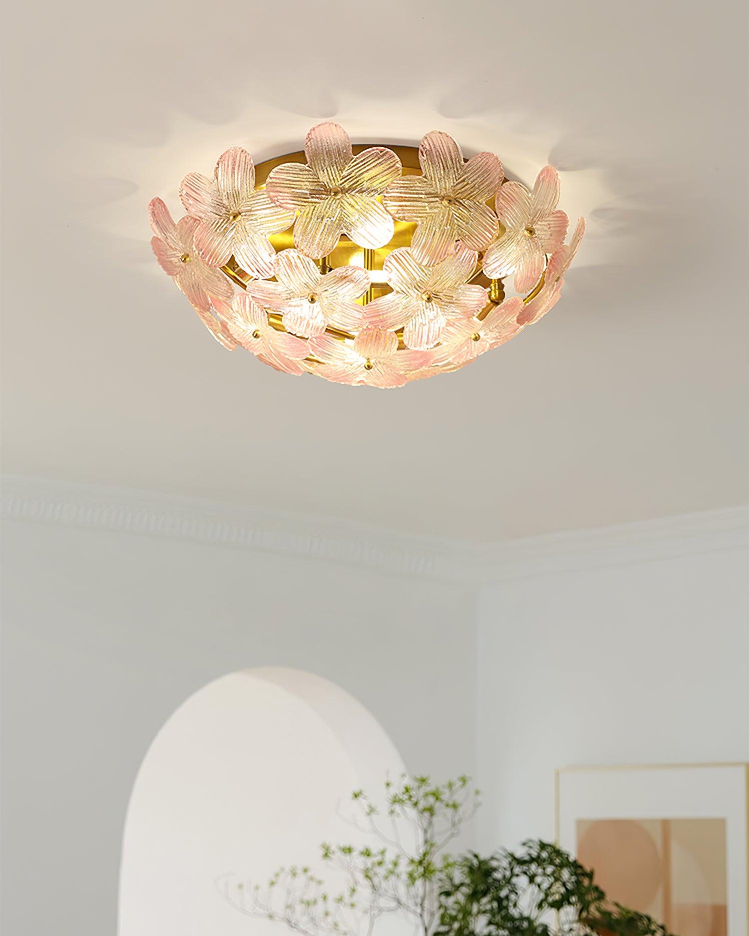 Anan Ceiling Lamp Glass Petal Wreath Romantic - Letslighting