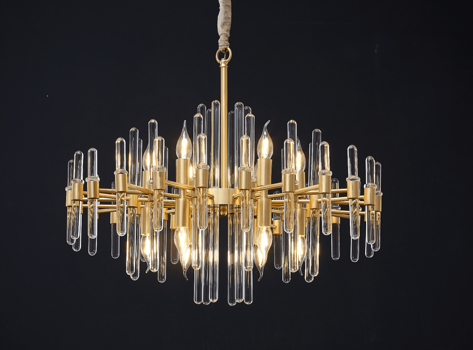 Solara Chandelier Antique Brass Starburst - Letslighting