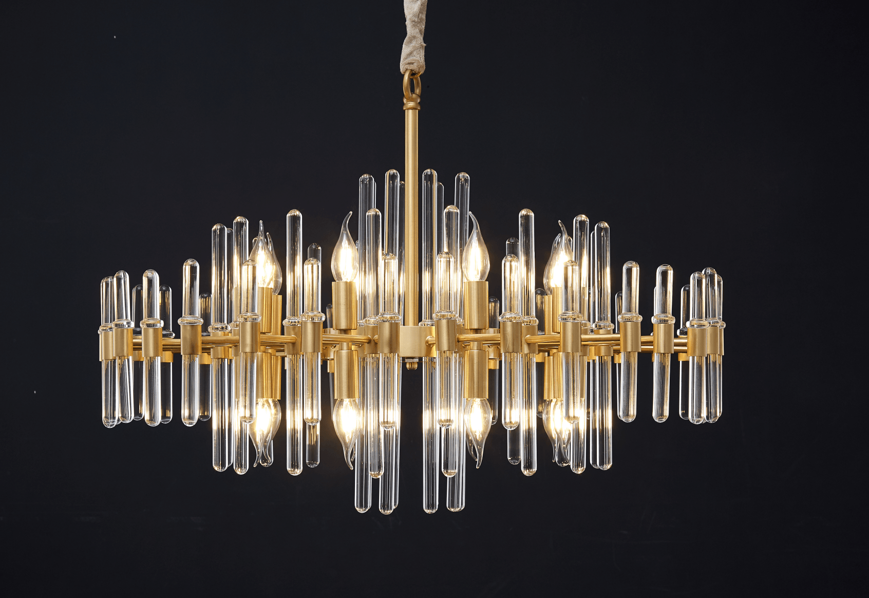Solara Chandelier Antique Brass Starburst - Letslighting