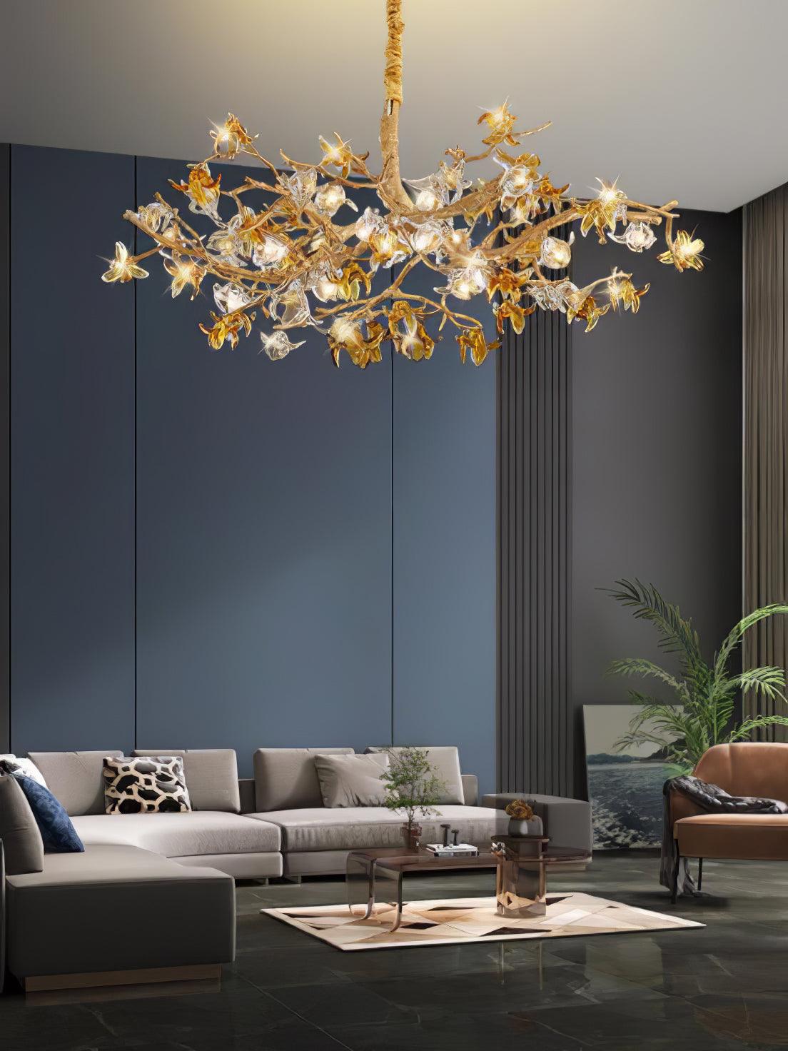 Ulfuvye Postmodern Luxury Branch Brass Crystal Chandelier - Blowlighting