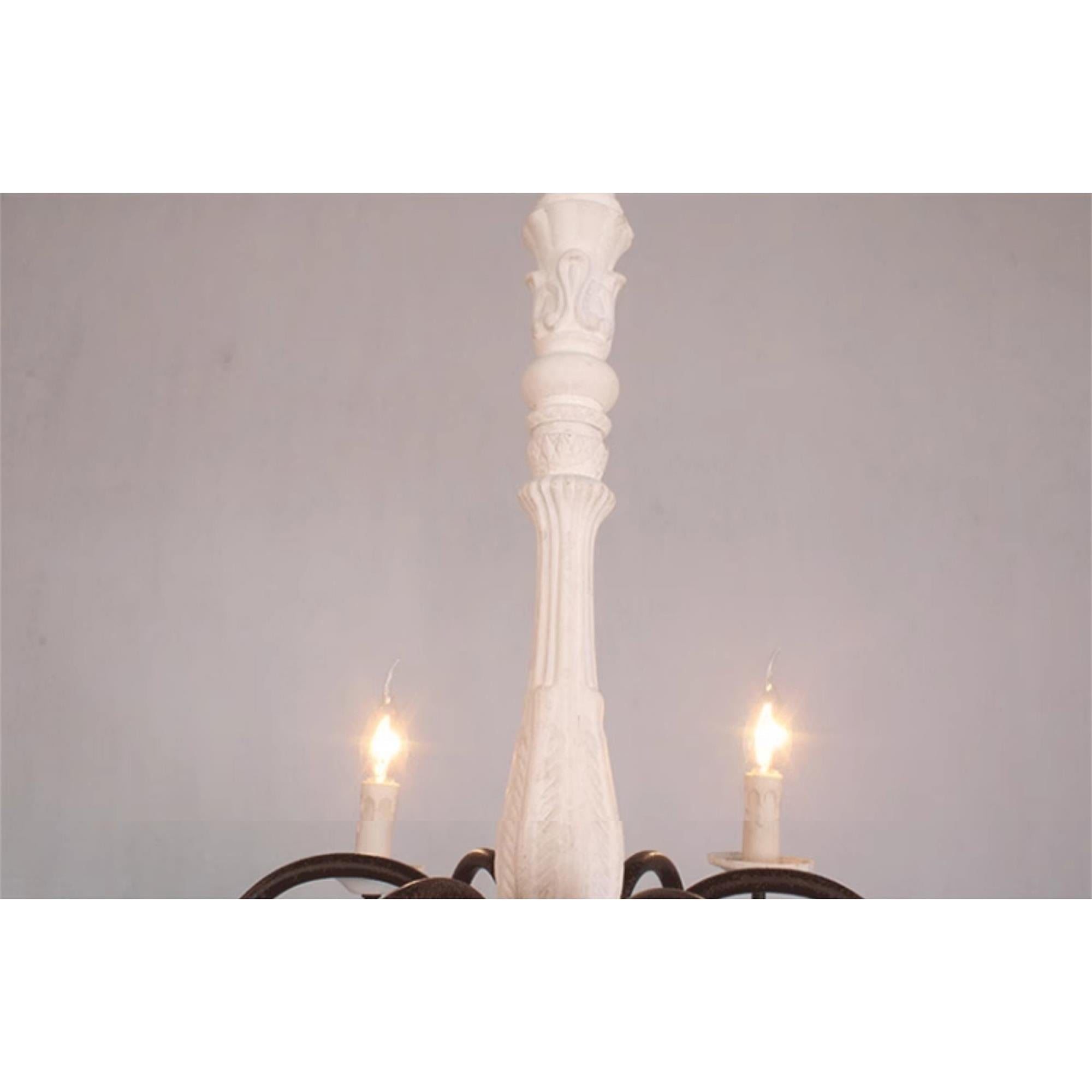 Ljomuvyi Traditional Farmhouse Metal Wood Chandelier - Lamp Copper