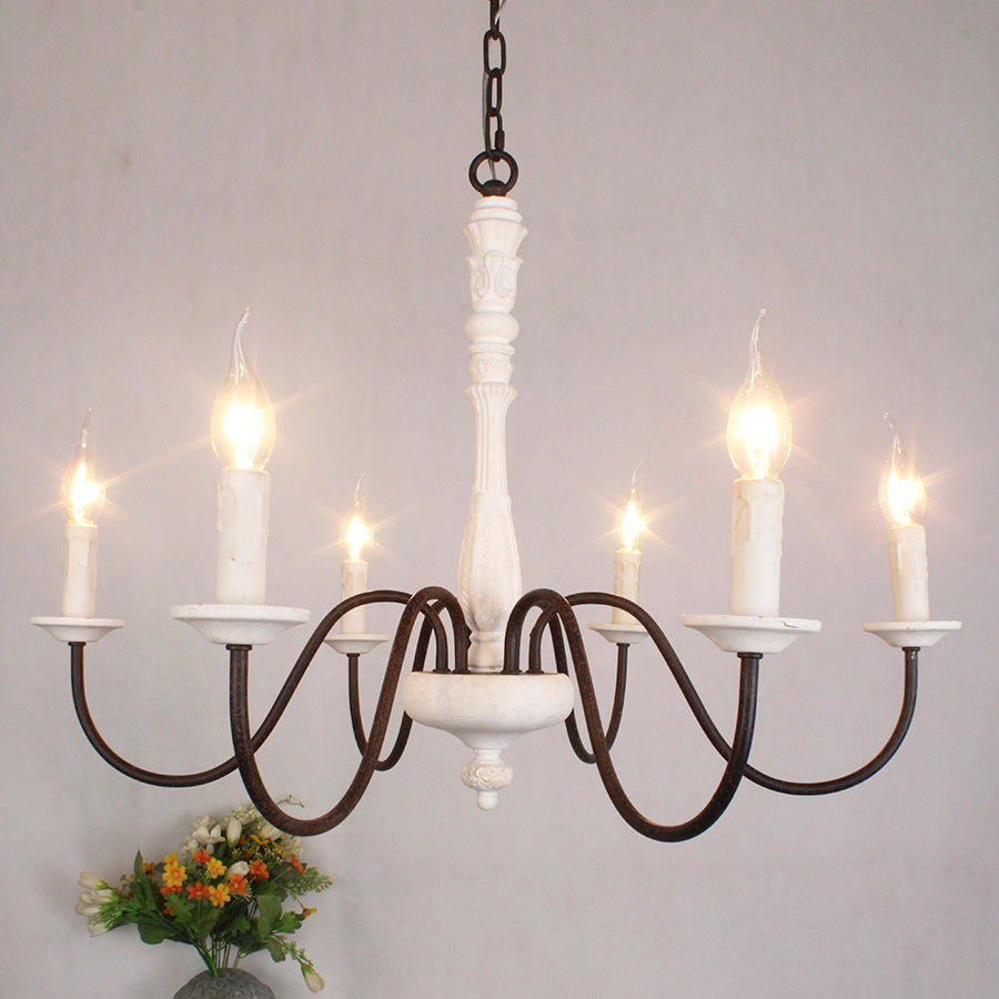 Ljomuvyi Traditional Farmhouse Metal Wood Chandelier - Lamp Copper
