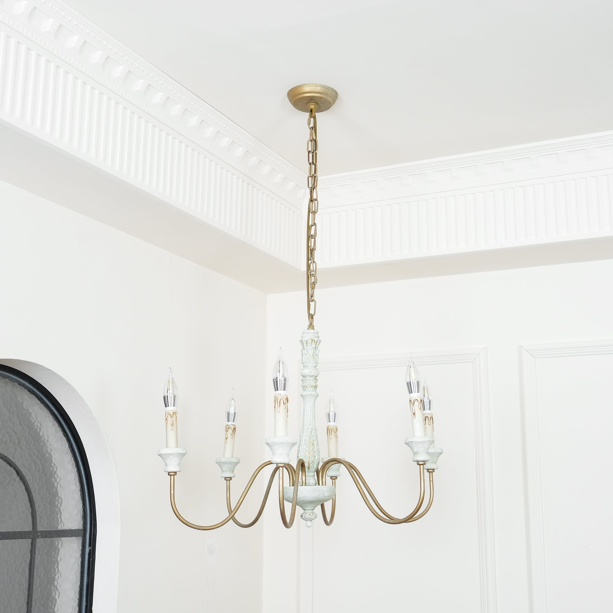 Ljomuvyi Traditional Farmhouse Metal Wood Chandelier - Lamp Copper