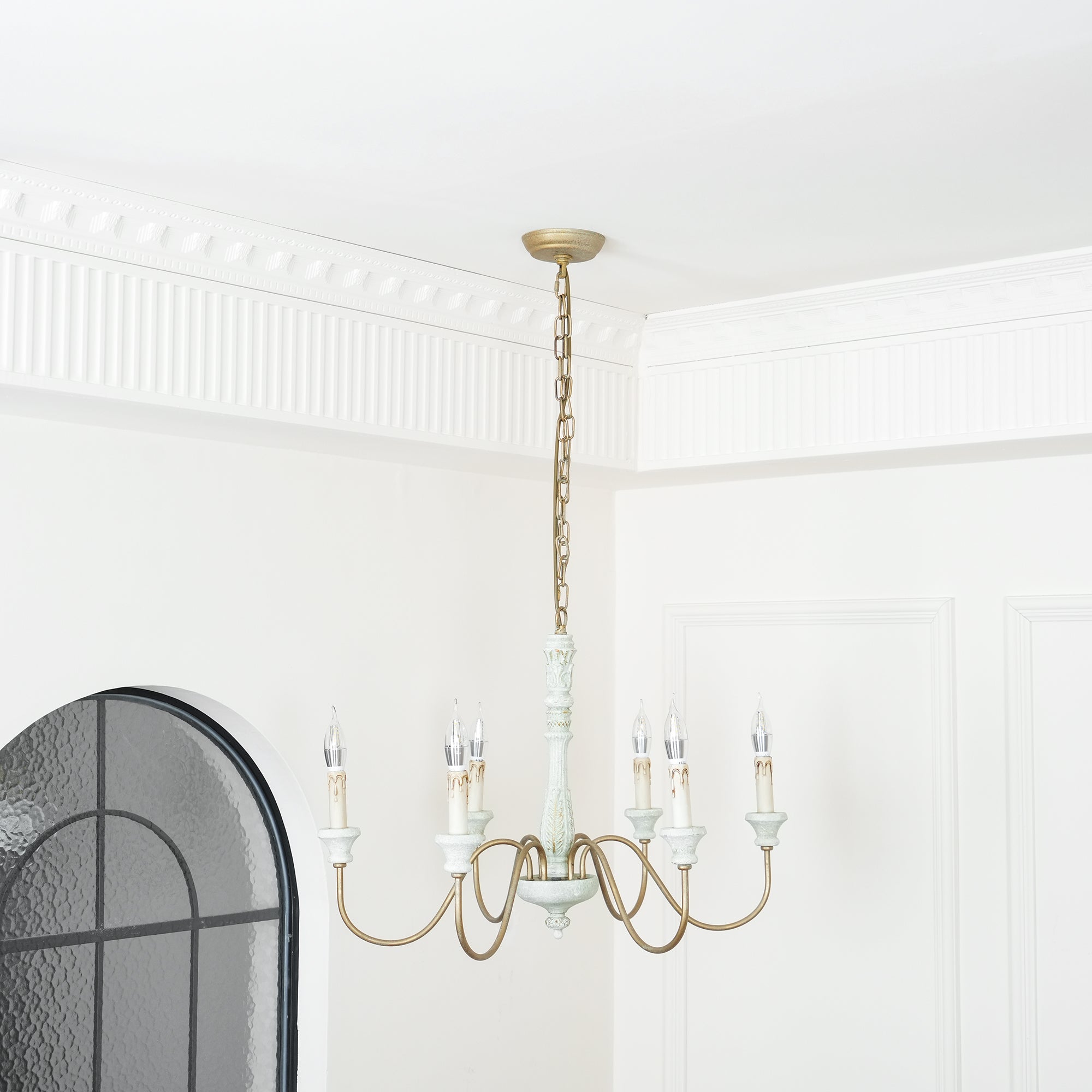 Ljomuvyi Traditional Farmhouse Metal Wood Chandelier - Lamp Copper